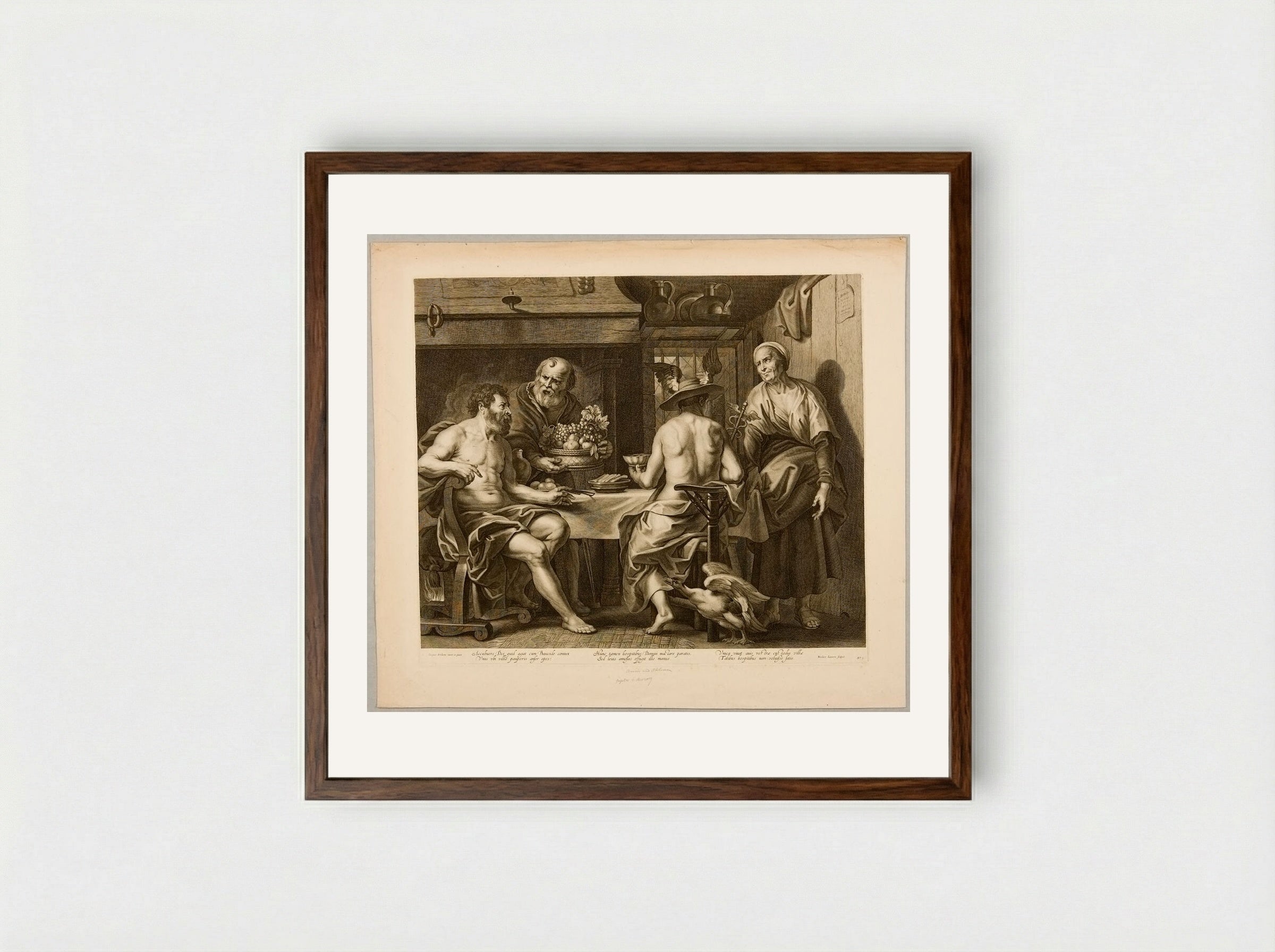 Jupiter and Mercury with Philemon and Baucis - Nicolas Lauwers - Framed Print Dark Wood