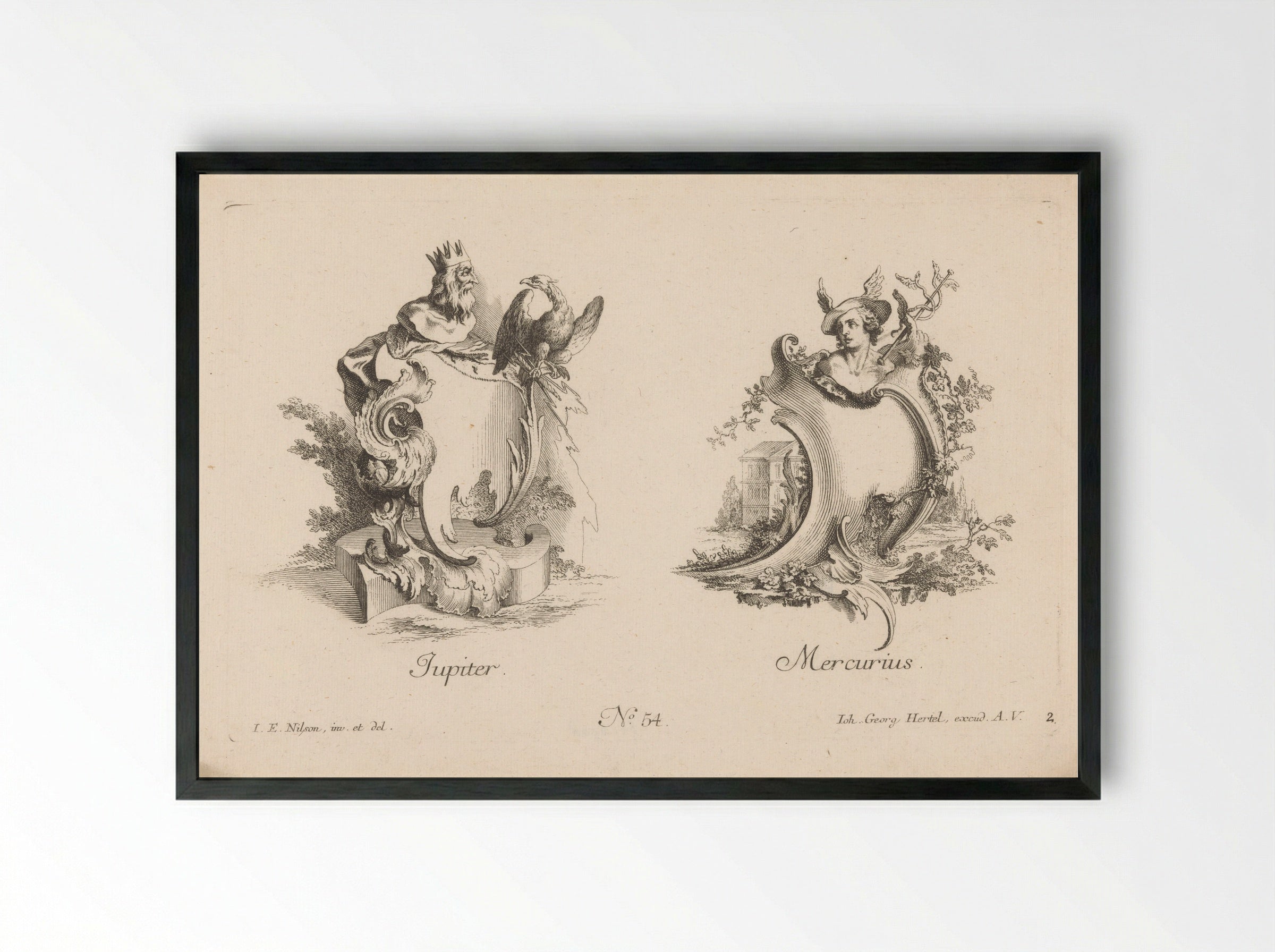 Jupiter and Mercury - Jakob Wangner - Framed Print Black