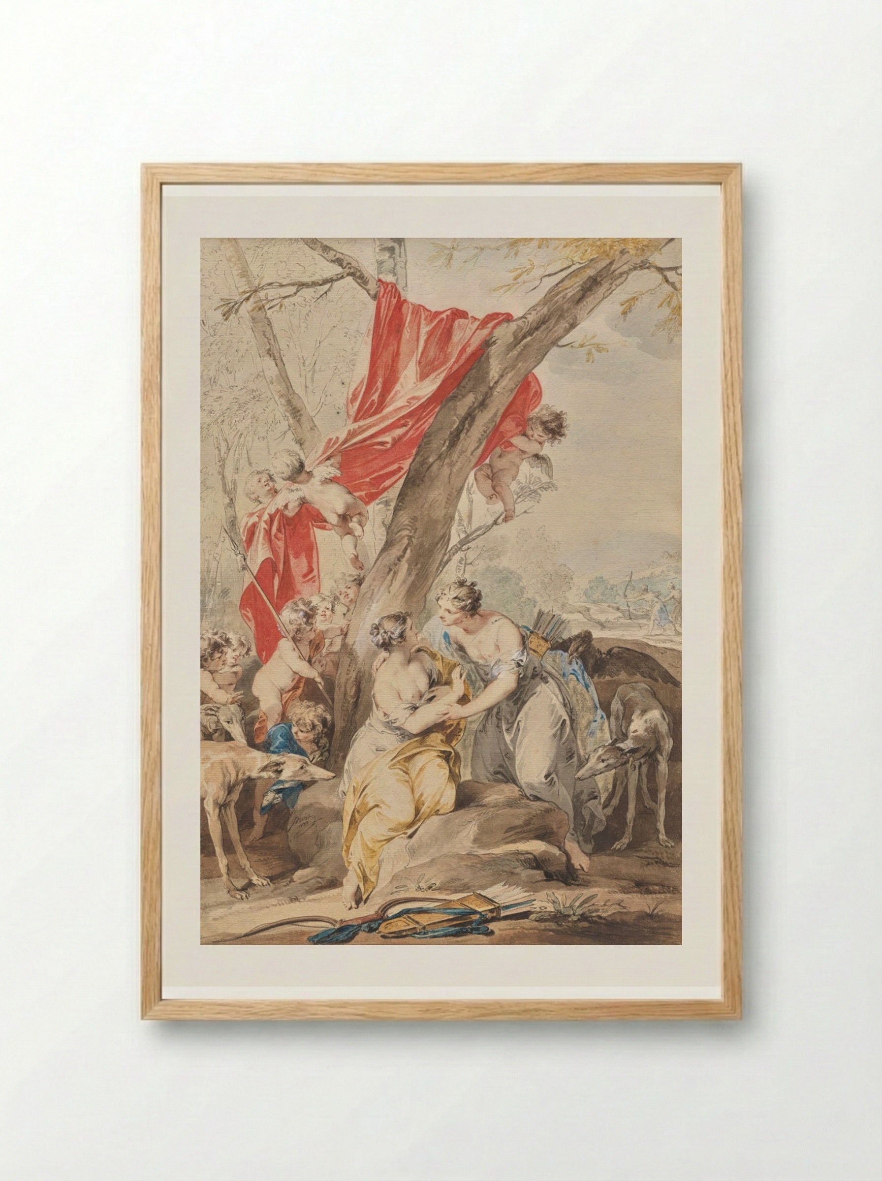 Jupiter (in the guise of Diana) and Callisto - Jacob de Wit - Framed Print Wood