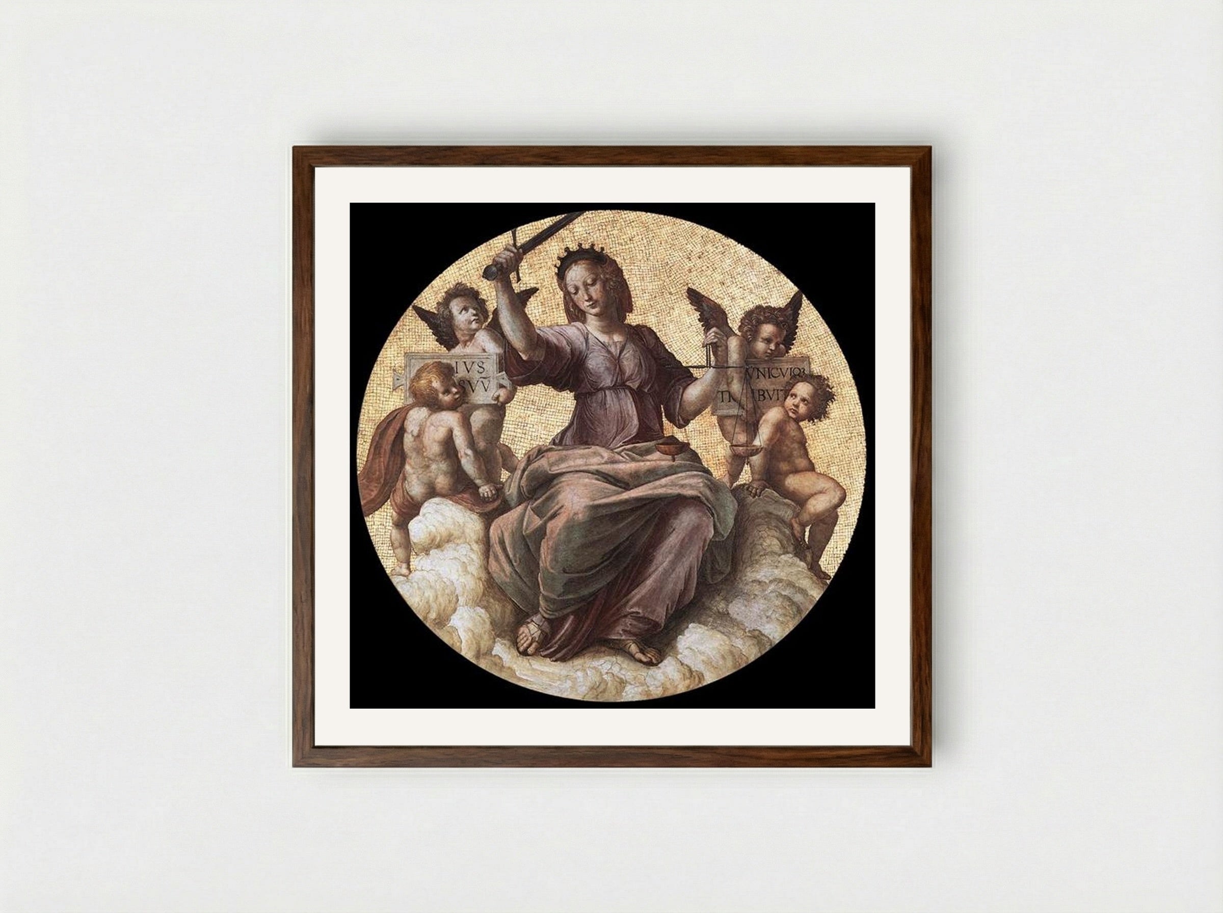 Justice (Stanza della Segnatura) - Raphael - Framed Print Dark Wood