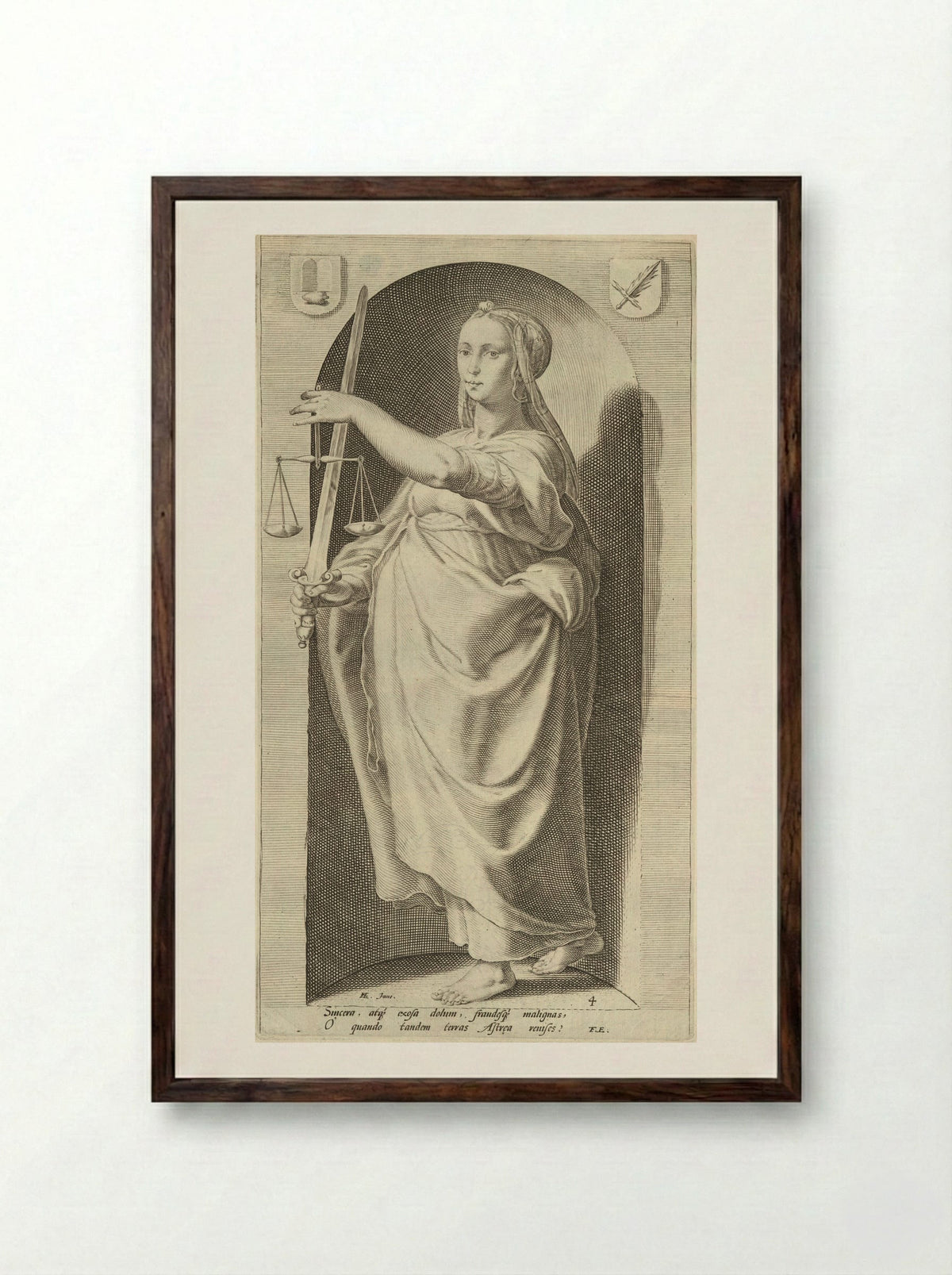 Justice - Jacob Matham - Framed Print Dark Wood