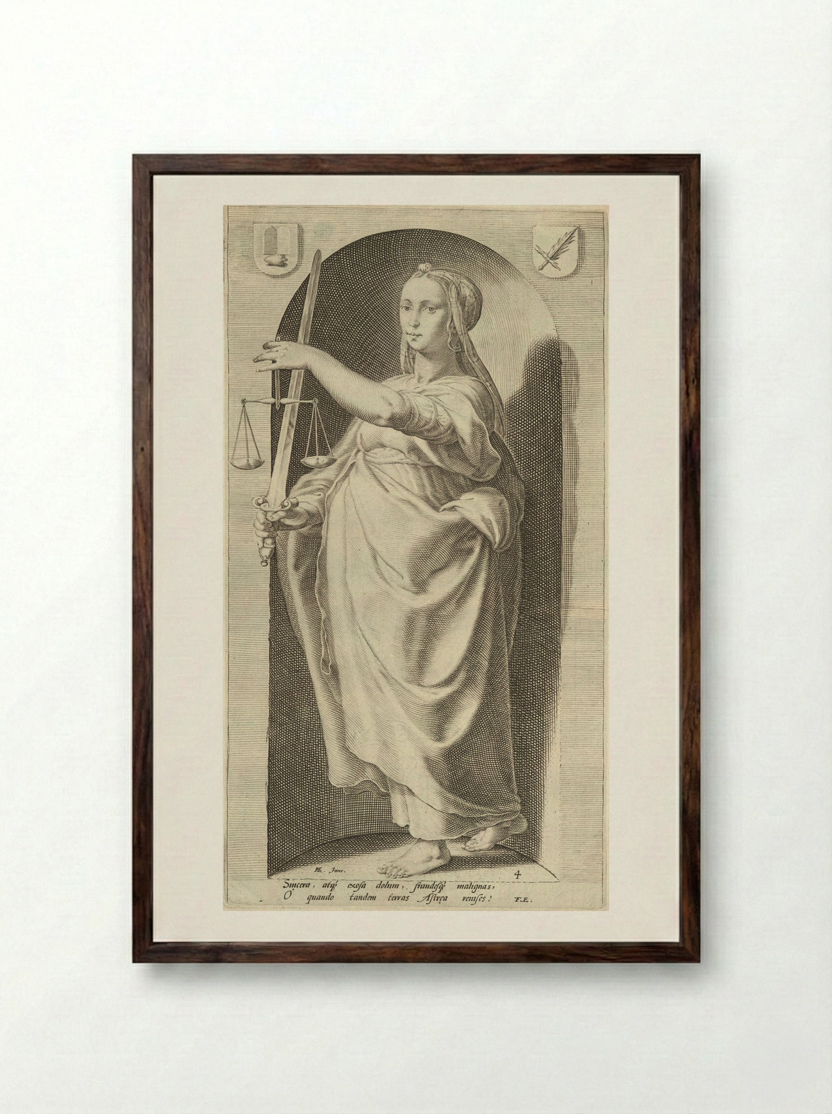 Justice - Jacob Matham - Framed Print Dark Wood