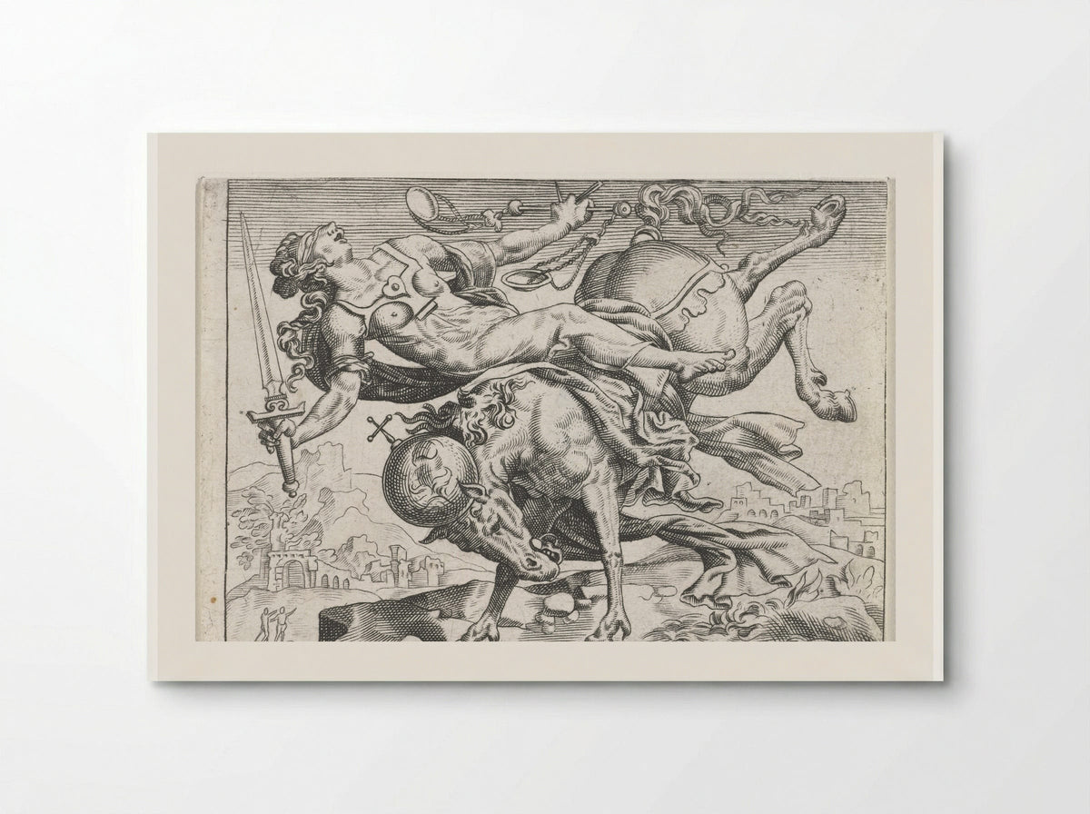 Justitia Falling from a Rearing Horse - Johann Theodor de Bry - Poster