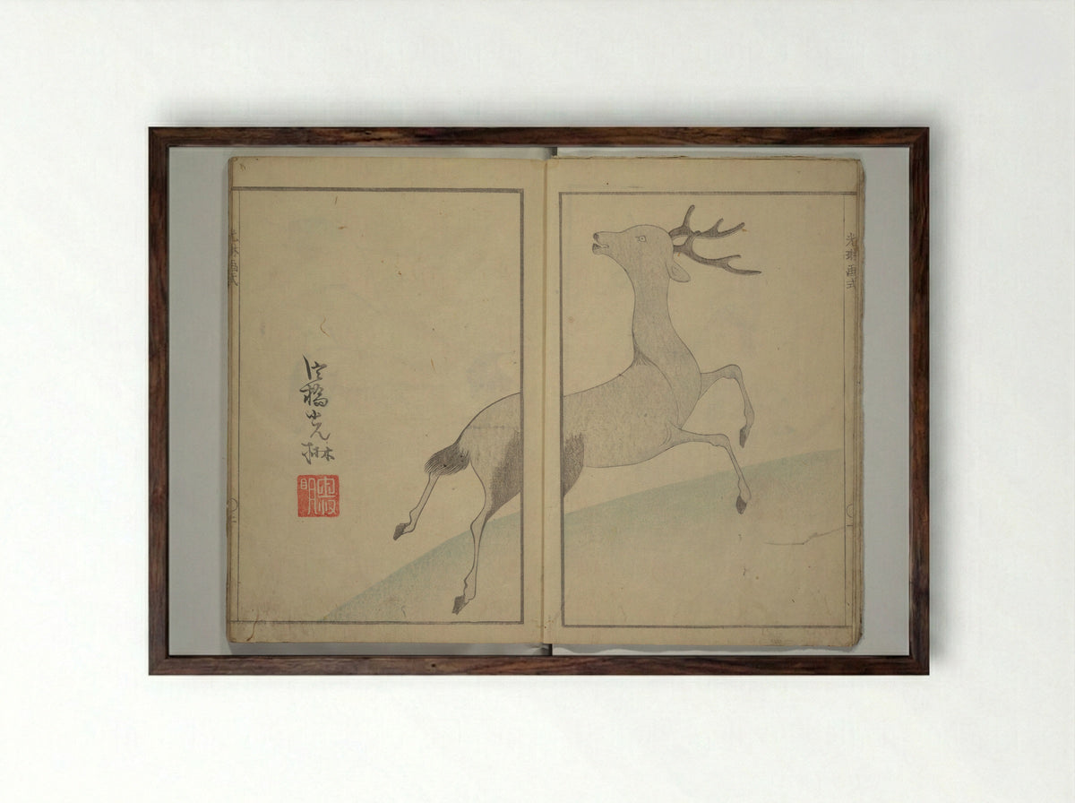 Kōrin's Painting Style (Kōrin gashiki) - Aikawa Minwa - Framed Print Dark Wood
