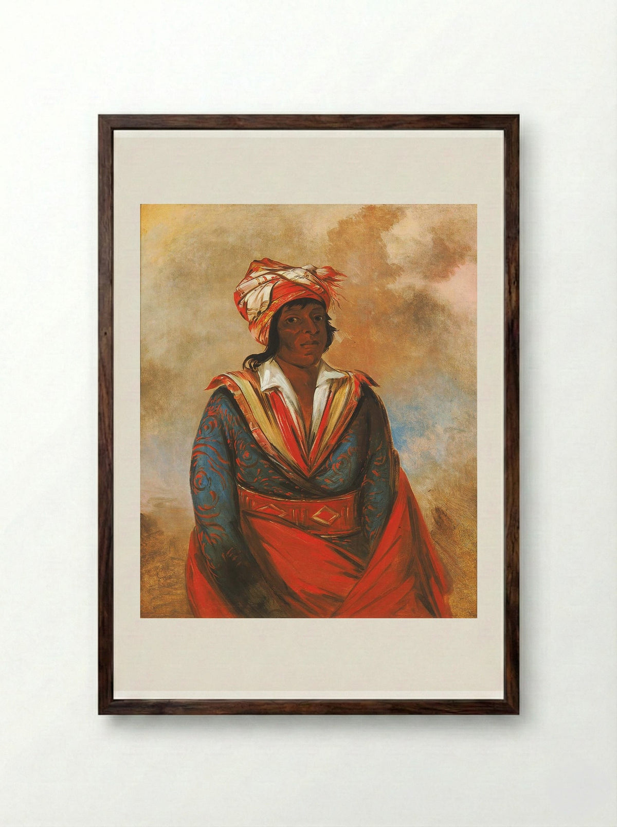 Kút-tee-o-túb-bee, How Did He Kill, a Noted Brave (Choctaw) - George Catlin - Framed Print Dark Wood