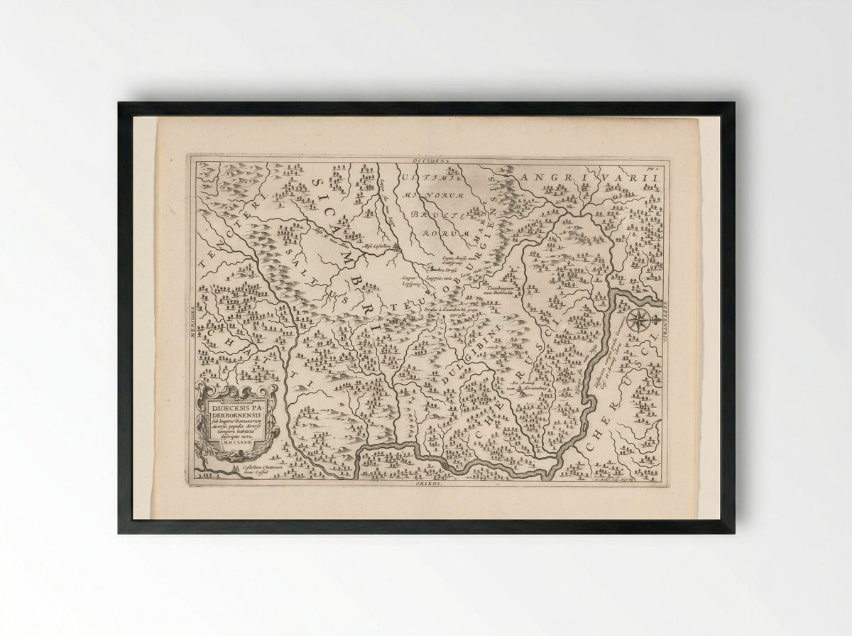 Kaart van Westfalen - Jan Matthysz. - Framed Print Black