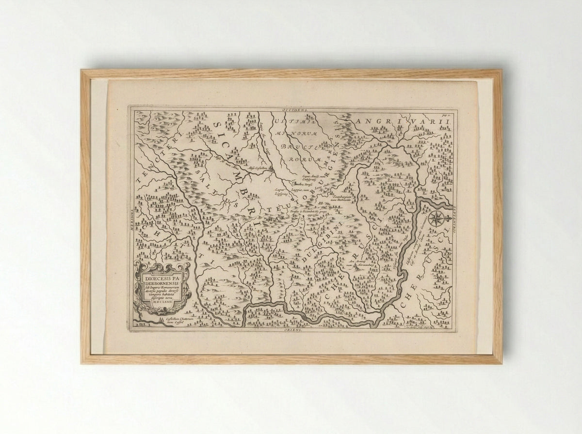 Kaart van Westfalen - Jan Matthysz. - Framed Print Wood