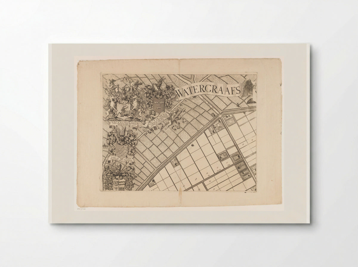 Kaart van de Watergraafsmeer (deel linksboven) - Pieter van den Berge - Poster