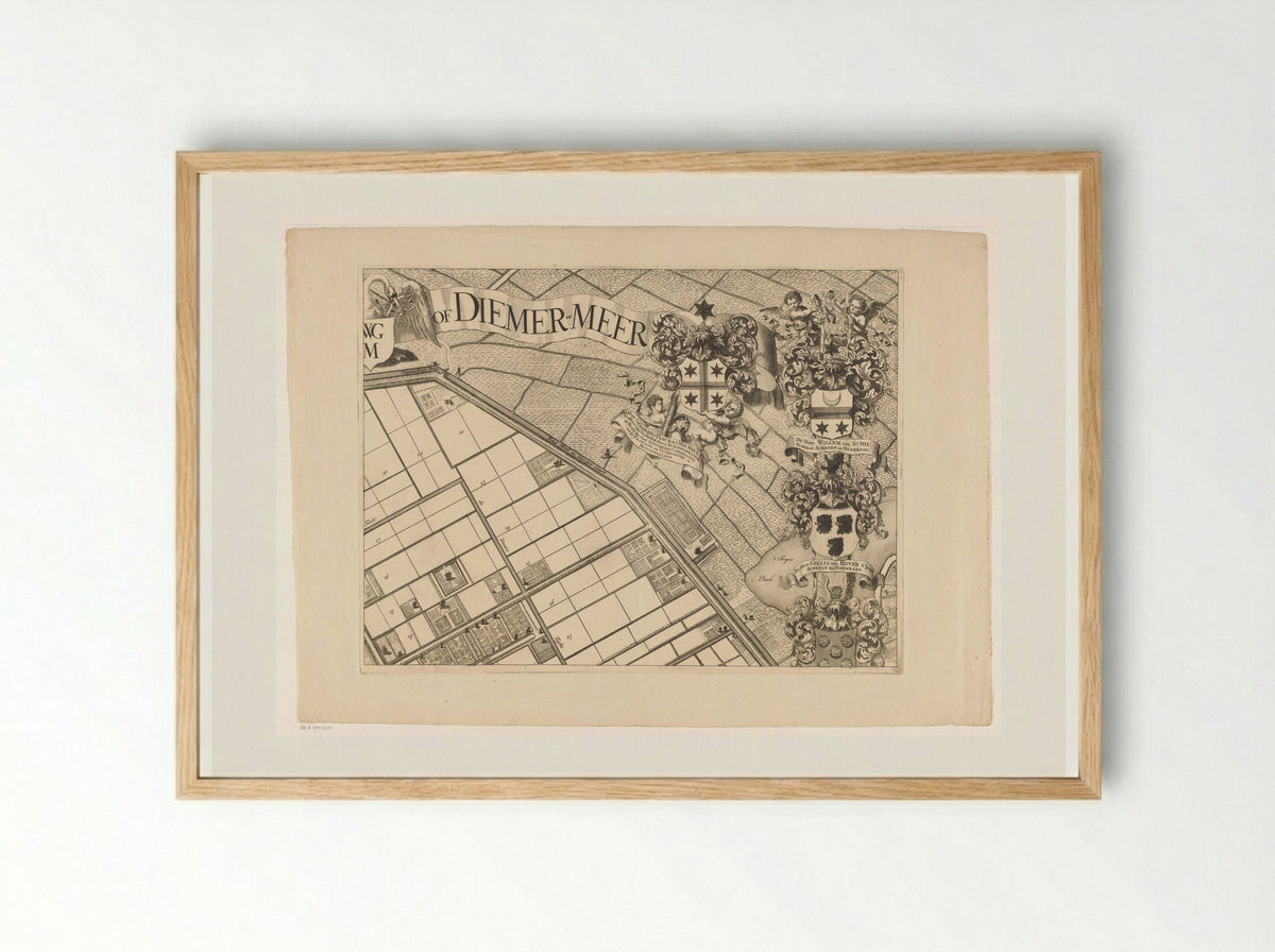 Kaart van de Watergraafsmeer (deel rechtsboven) - Pieter van den Berge - Framed Print Wood