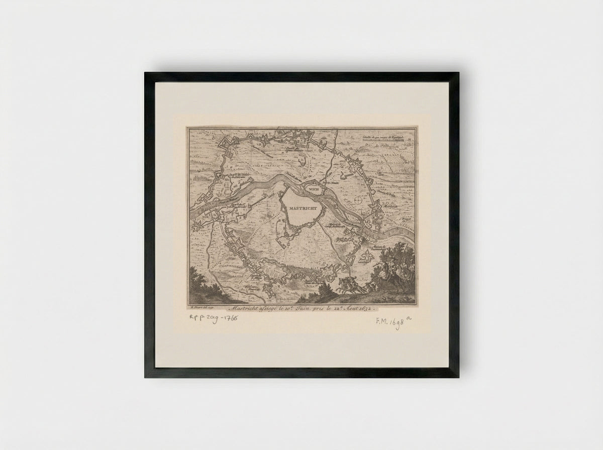 Kaart van de belegering van Maastricht, 1632 - Pierre Humbert - Framed Print Black