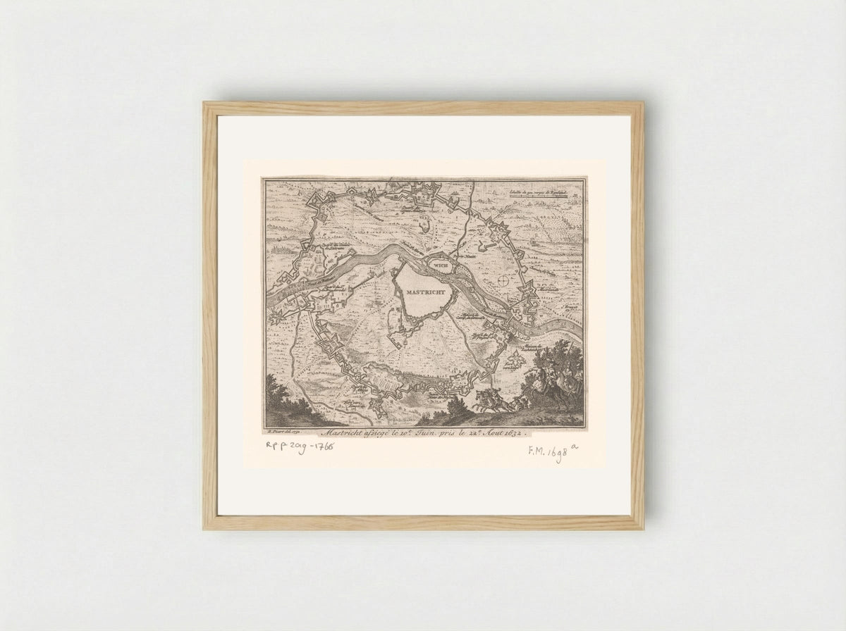 Kaart van de belegering van Maastricht, 1632 - Pierre Humbert - Framed Print Wood