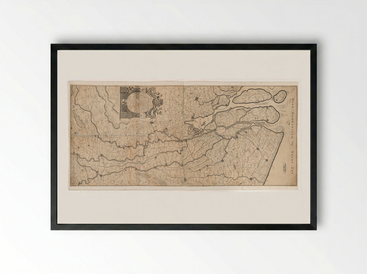 Kaart van de loop van de Rijn en de Maas - Drossaard, burgemeesters en regeerders van Zevenbergen - Framed Print Black