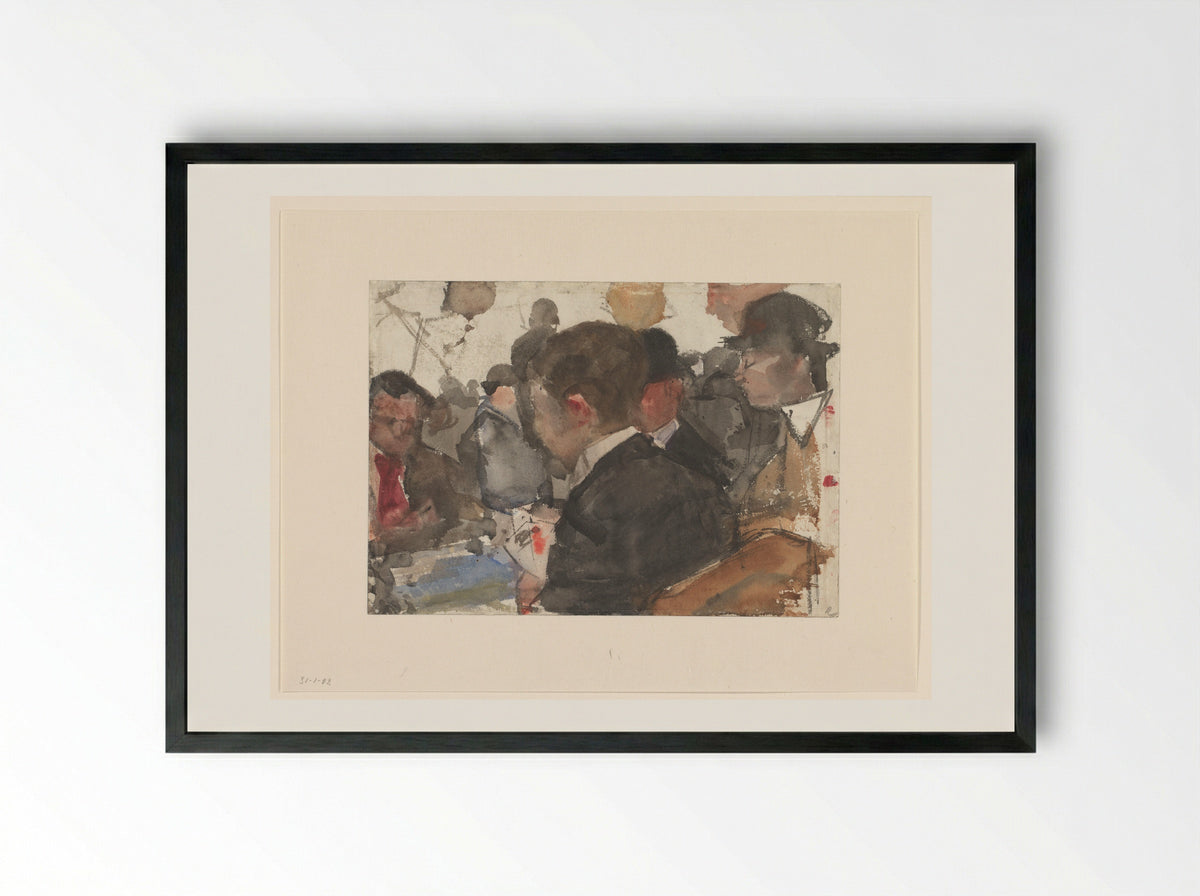 Kaartende mannen in een café - Isaac Israels - Framed Print Black