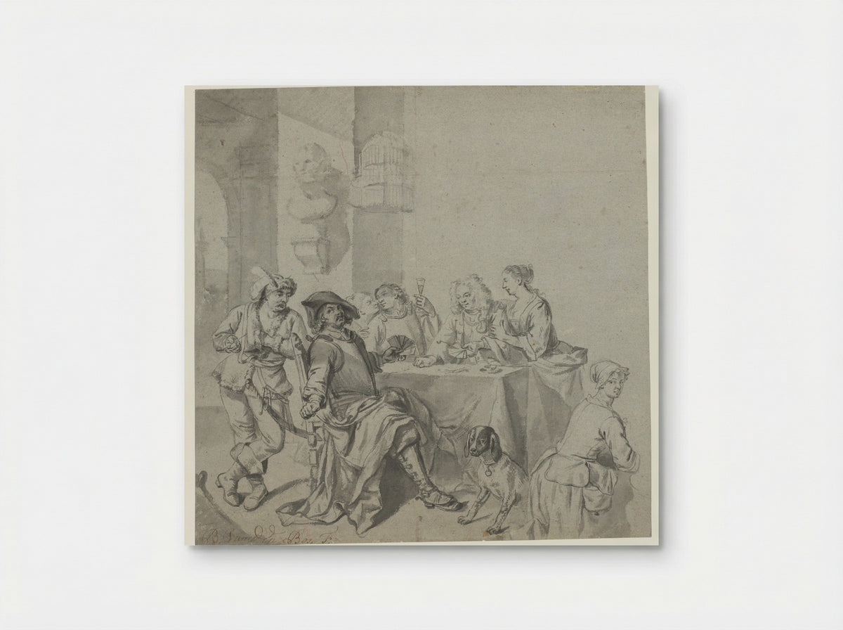 Kaartspelend gezelschap - Balthasar van den Bossche - Poster