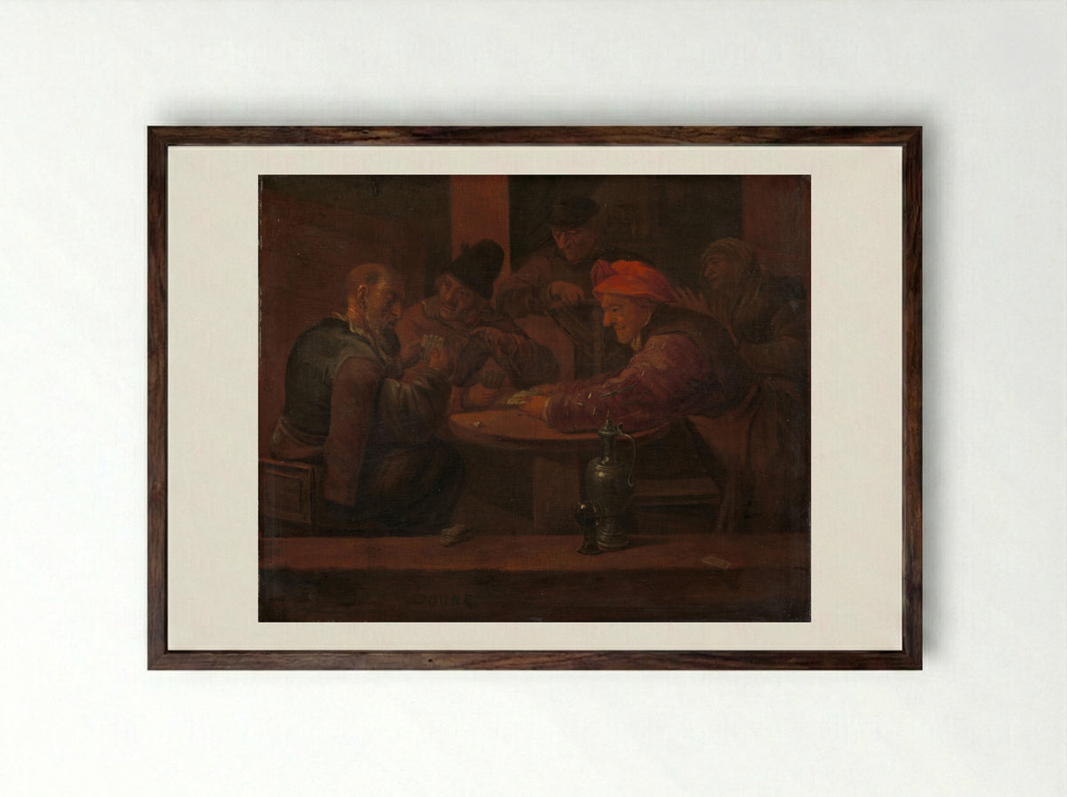 Kaartspelende mannen (Card Players) - Daniël Boone - Framed Print Dark Wood