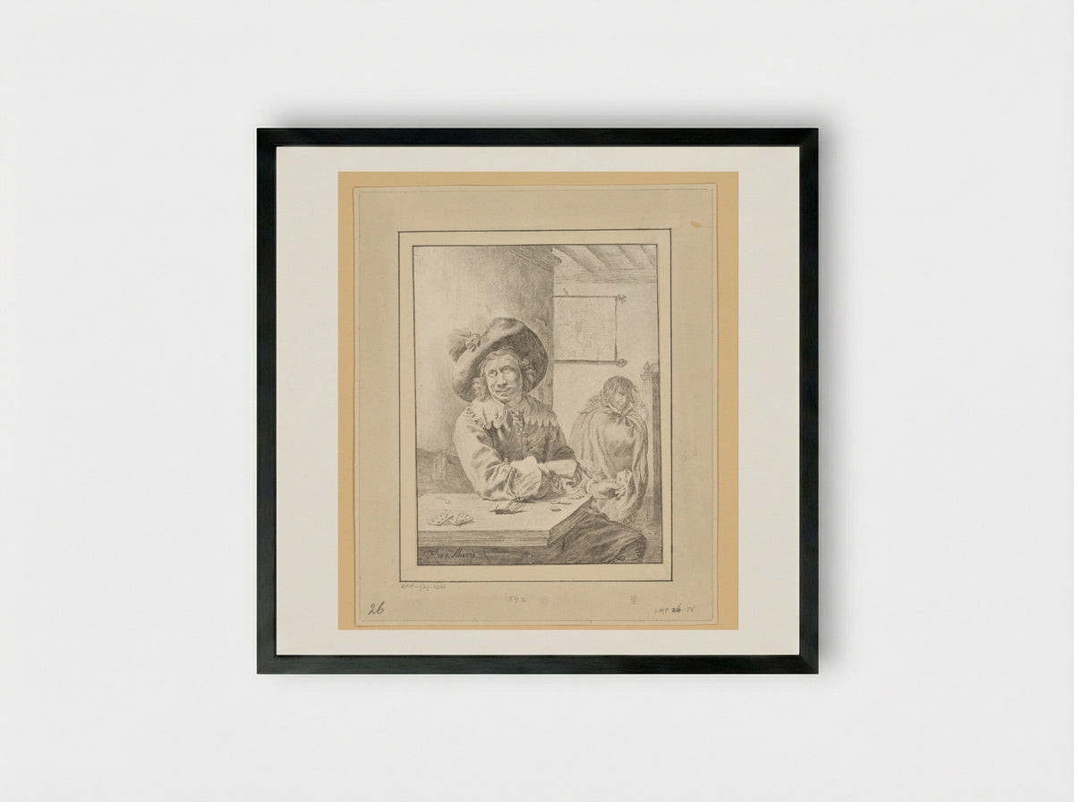 Kaartspelers - Cornelis Brouwer - Framed Print Black