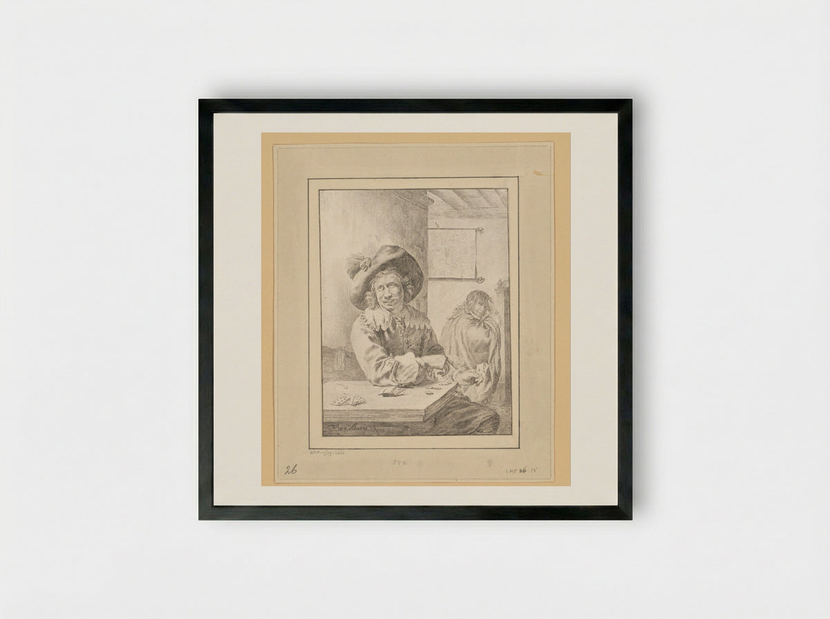 Kaartspelers - Cornelis Brouwer - Framed Print Black
