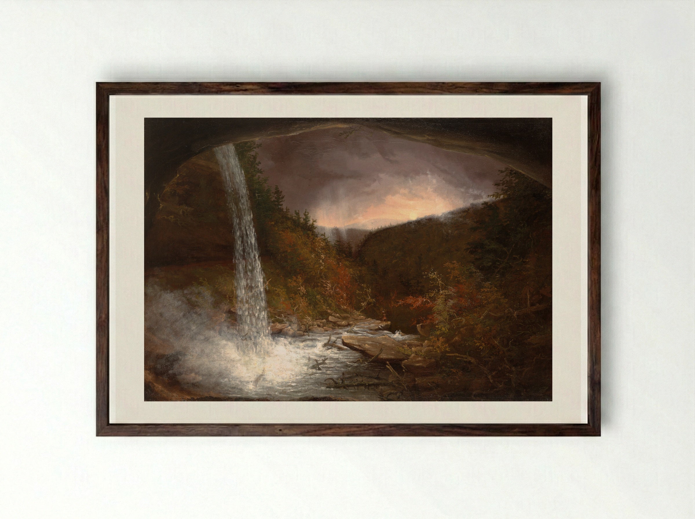 Kaaterskill Falls - Thomas Cole - Framed Print Dark Wood