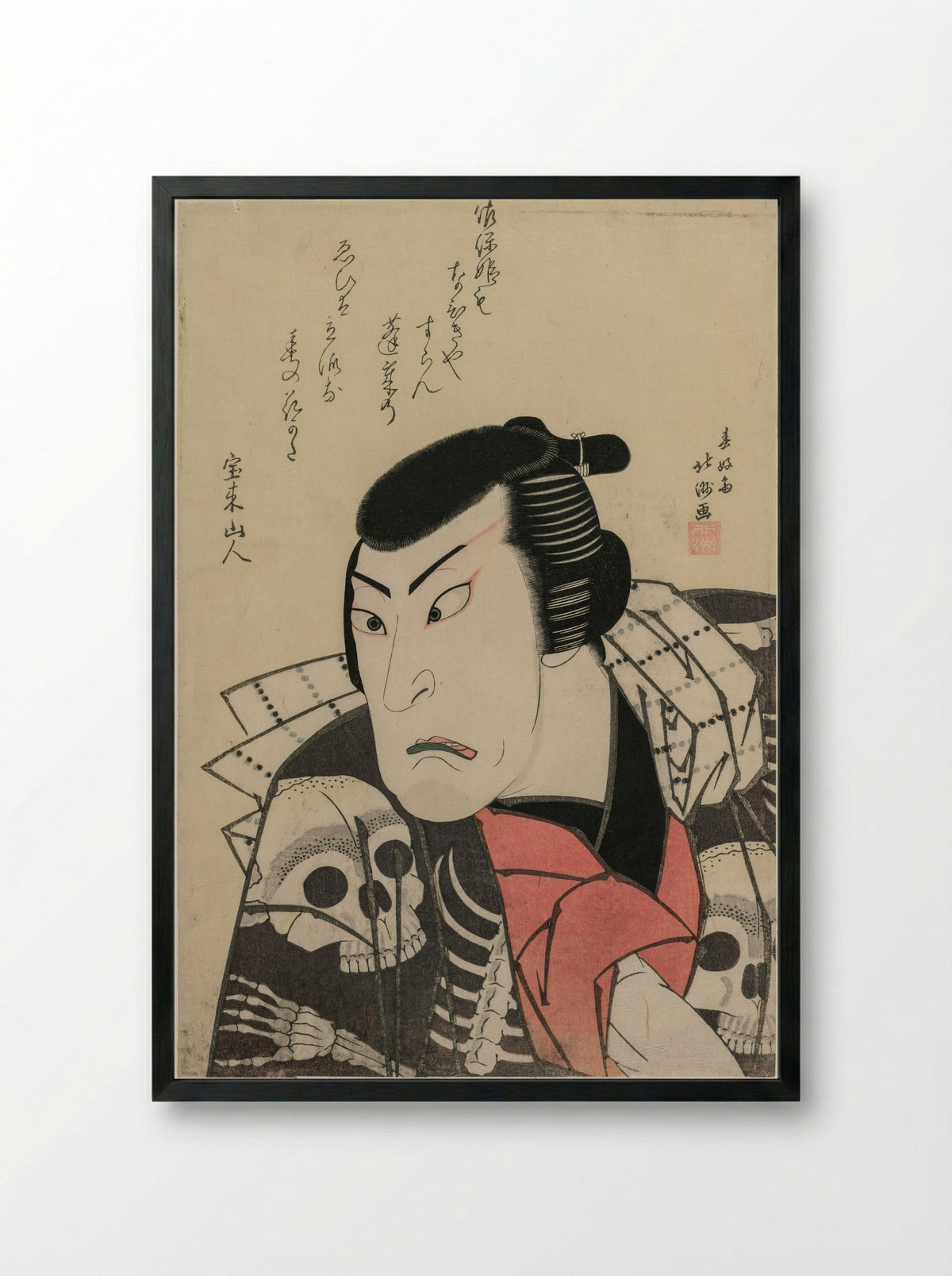 Kabuki Actors Asao Yūjirō and Ichikawa Ebijūrō I - Shunkōsai Hokushū - Framed Print Black