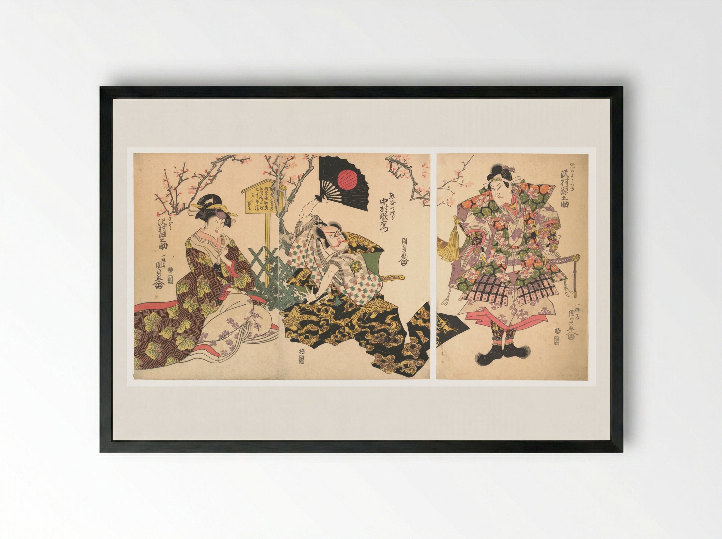 Kabuki Scene at Kumagai's Camp - Utagawa Kunisada - Framed Print Black