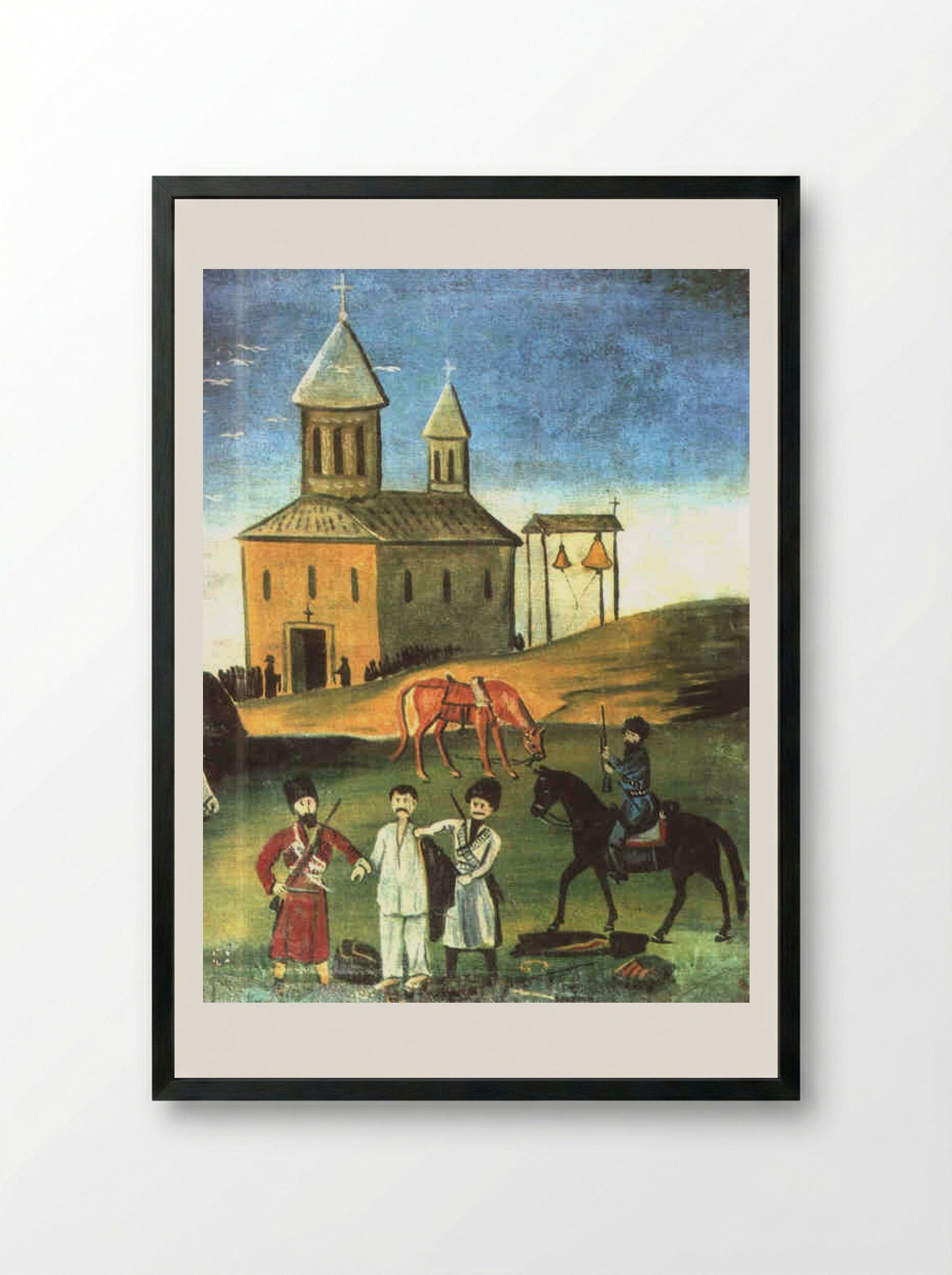 Kakhetian Epos (Alazani Valley) - Niko Pirosmani - Framed Print Black