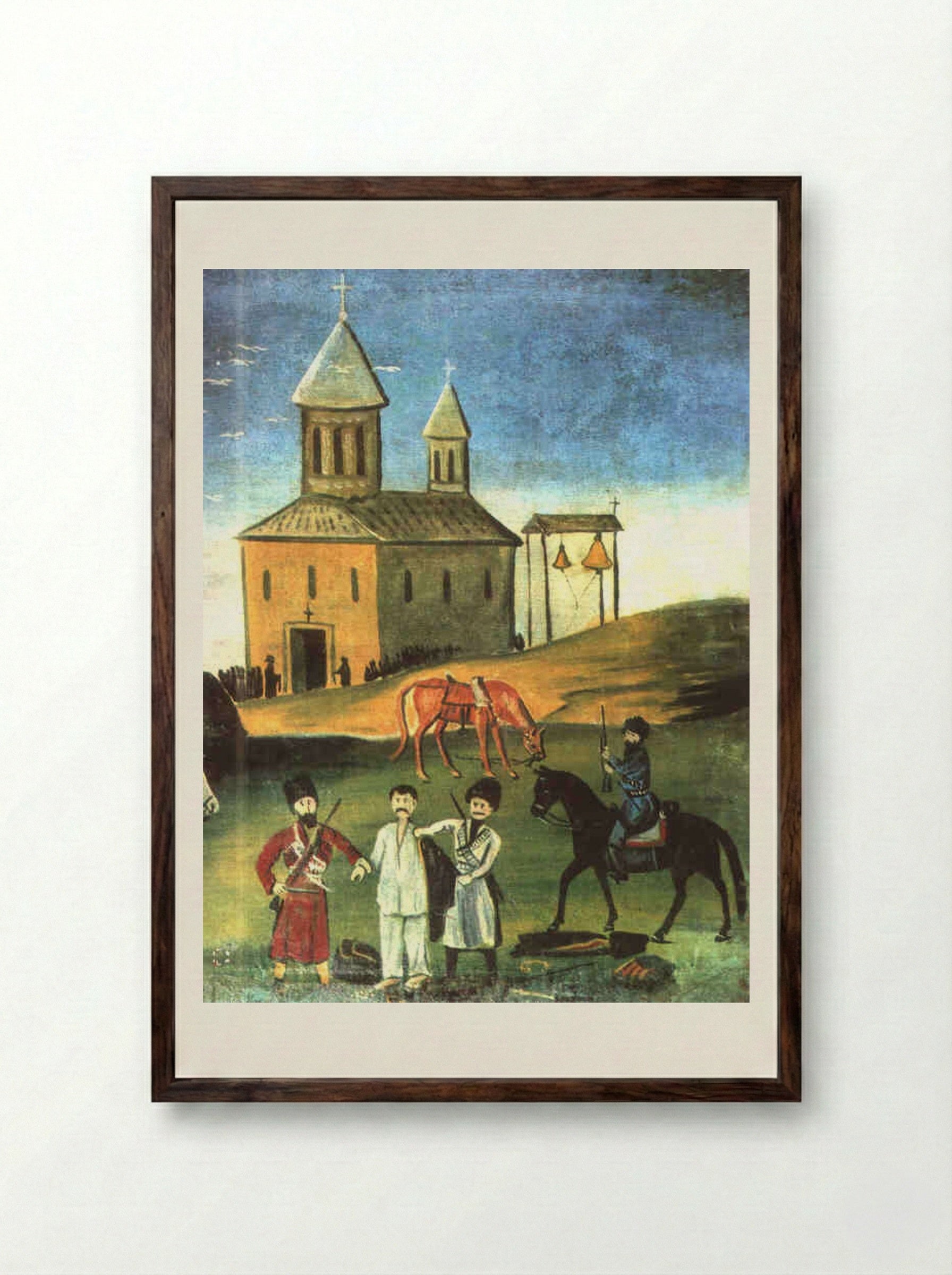 Kakhetian Epos (Alazani Valley) - Niko Pirosmani - Framed Print Dark Wood