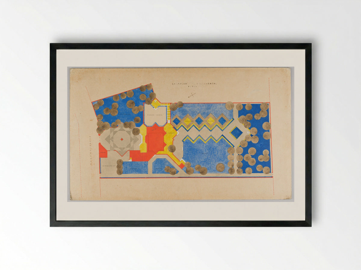 Kallenbach Residence, Berlin: Site Plan - Walter Gropius - Framed Print Black
