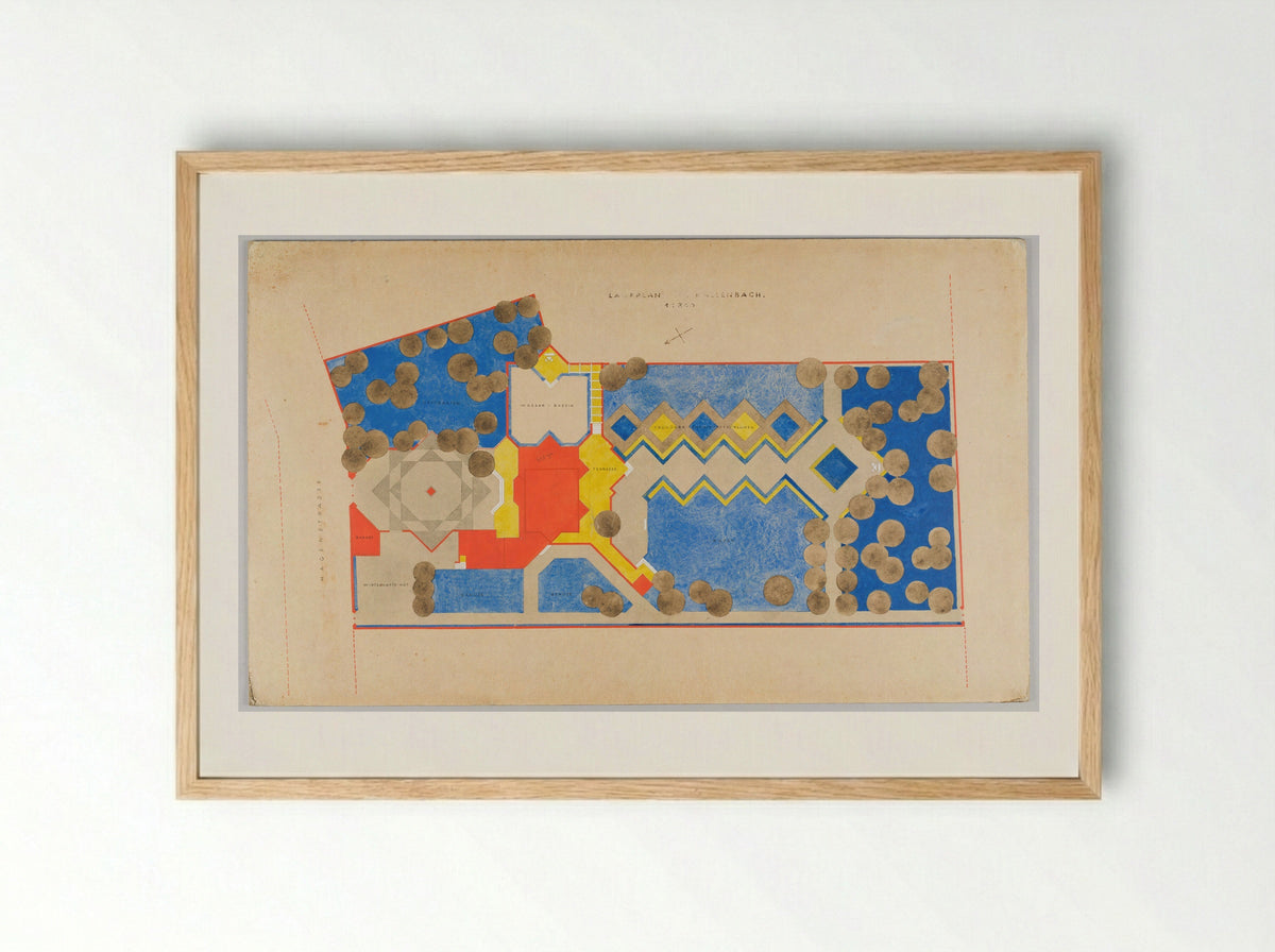 Kallenbach Residence, Berlin: Site Plan - Walter Gropius - Framed Print Wood