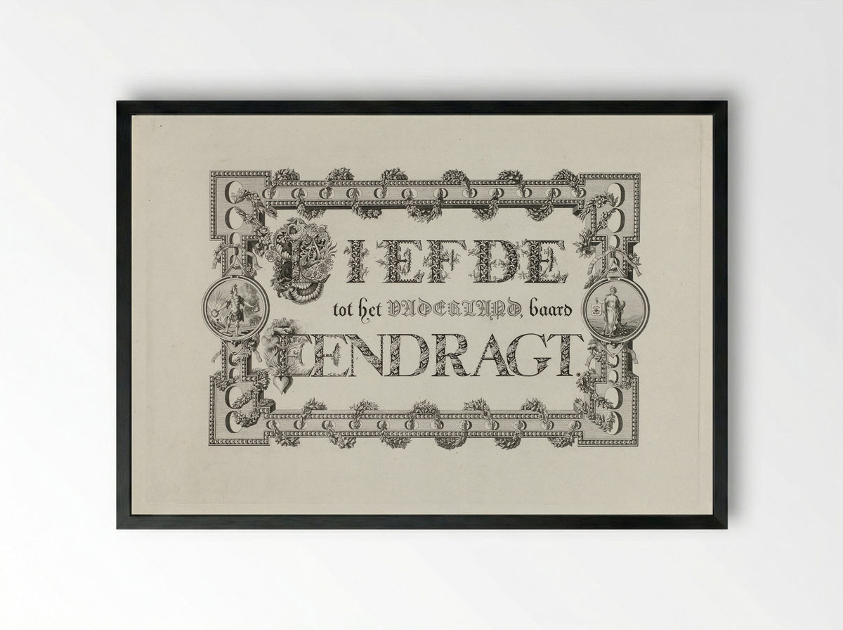 Kalligrafie op de eendracht van het land - Leonard Jozef Ferrier - Framed Print Black