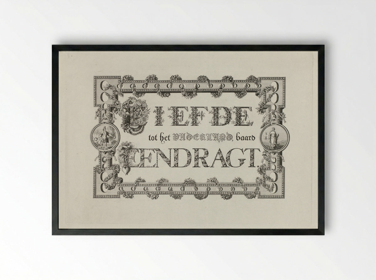Kalligrafie op de eendracht van het land - Leonard Jozef Ferrier - Framed Print Black