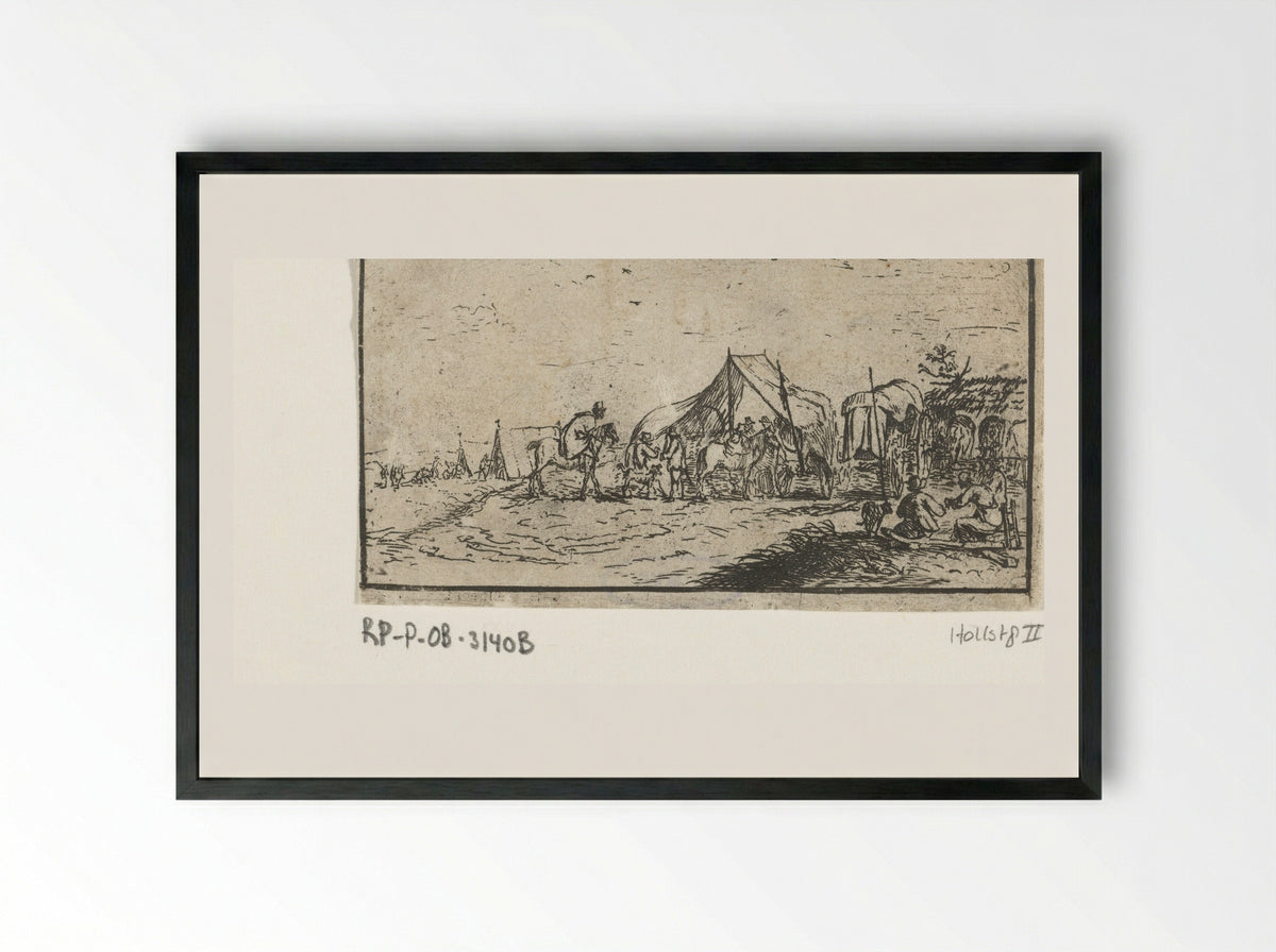 Kampement (Military Encampment) - Robert van den Hoecke - Framed Print Black