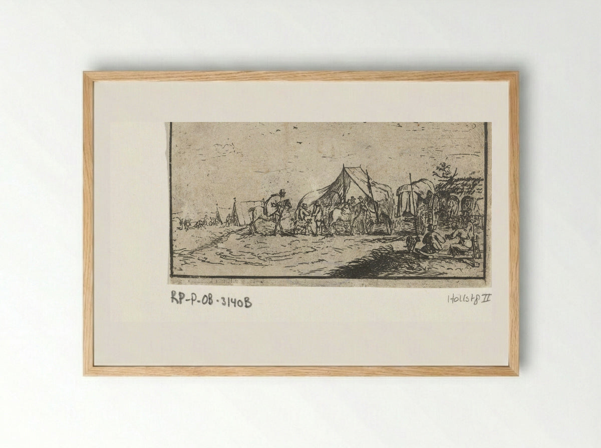 Kampement (Military Encampment) - Robert van den Hoecke - Framed Print Wood