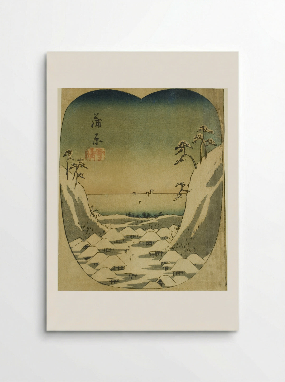 Kanbara, section of sheet no. 4 from the series Cutouts of the Fifty-three Stations - Utagawa Hiroshige - Poster