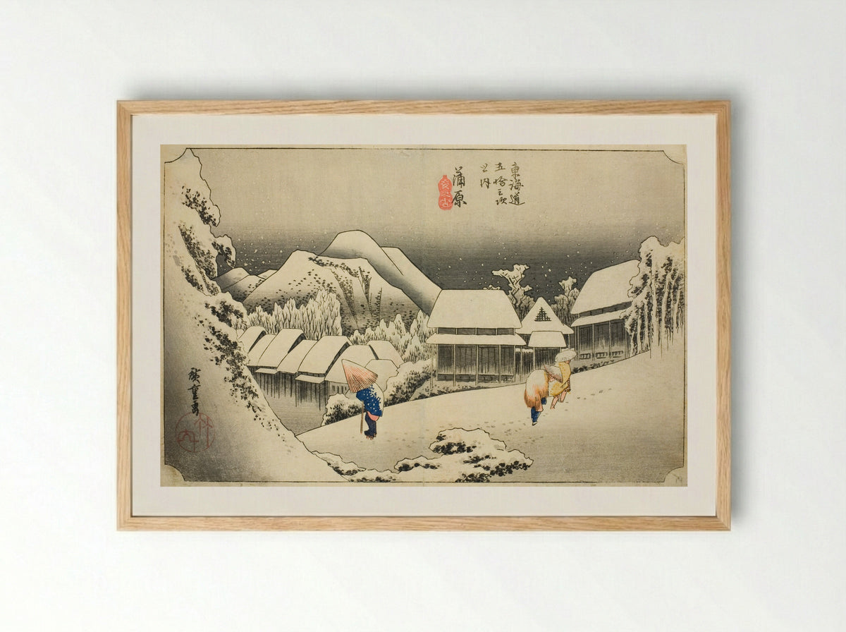Kanbara: Evening Snow - Utagawa Hiroshige - Framed Print Wood