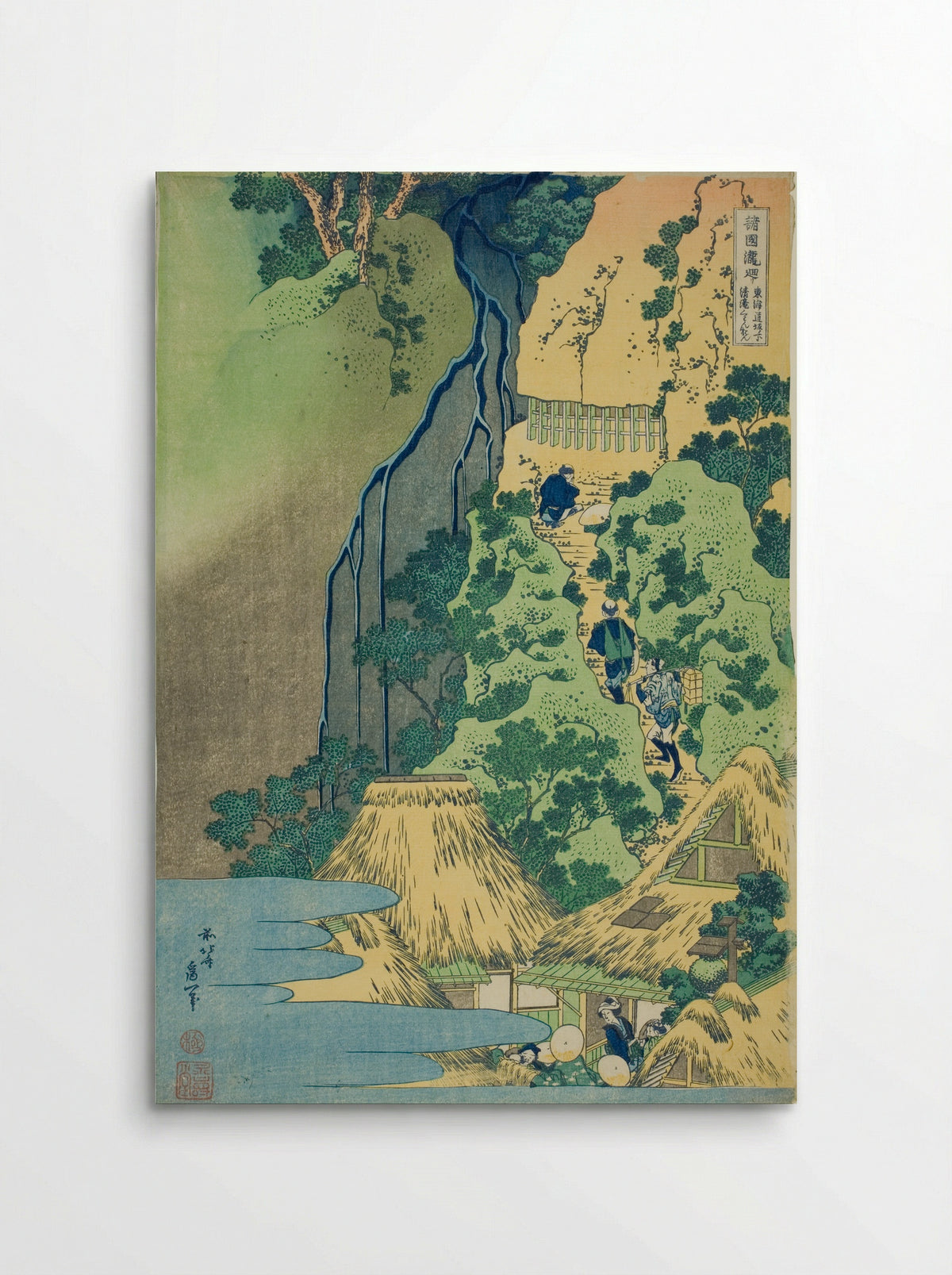 Kannon Shrine at Kiyo Falls at Sakanoshita on the Tōkaidō - Katsushika Hokusai - Poster