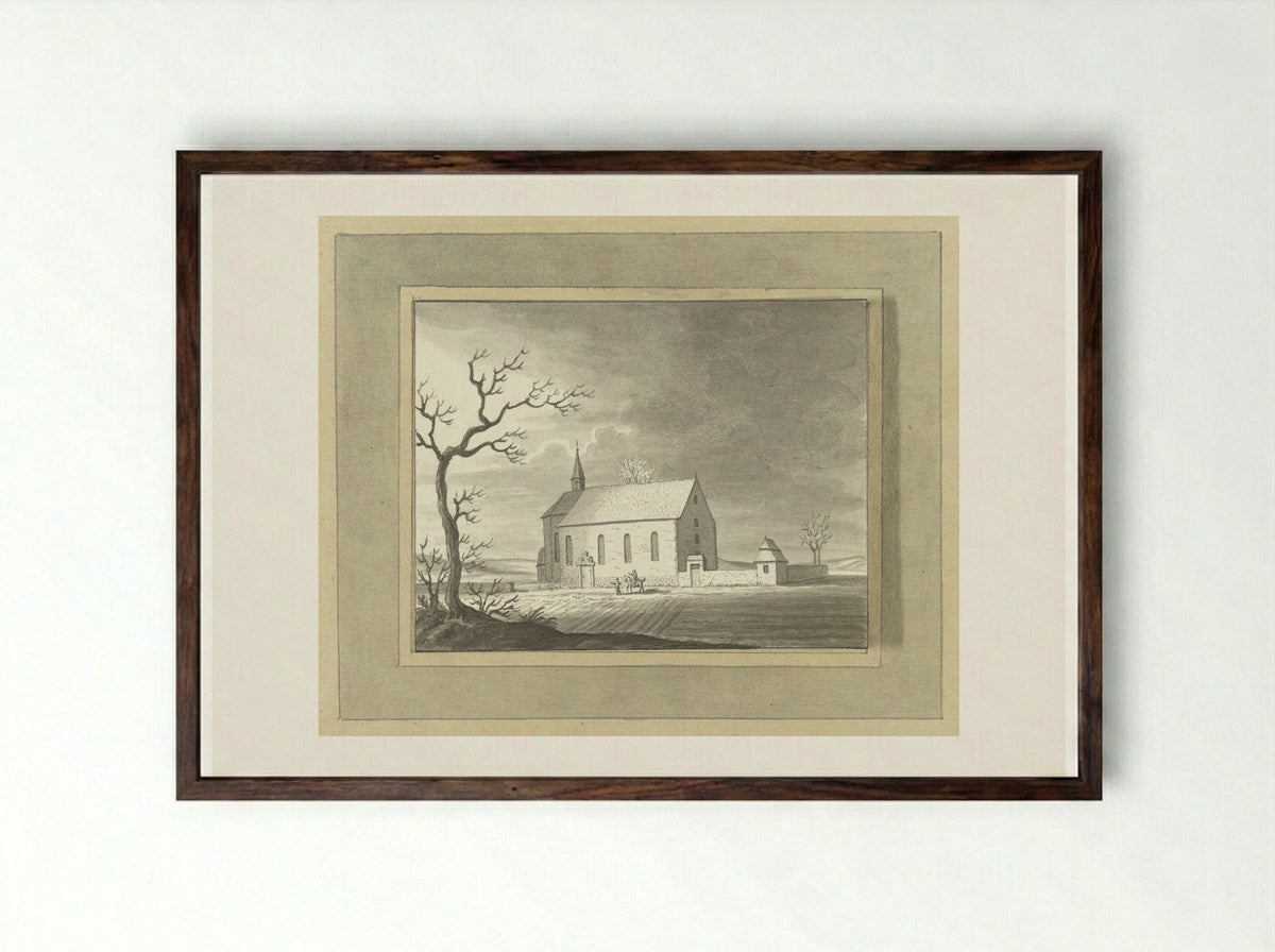 Kapel buiten Zillinge bij Würzburg - Ernst Willem Jan Bagelaar - Framed Print Dark Wood