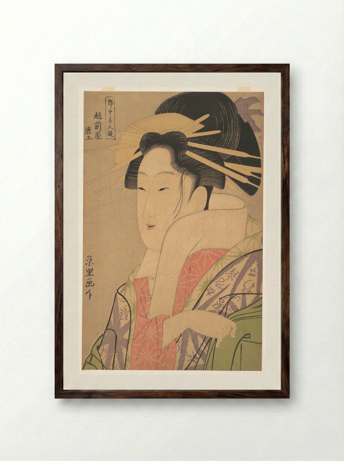 Karatsuchi of the Echizenya - Chōkyōsai Eiri - Framed Print Dark Wood