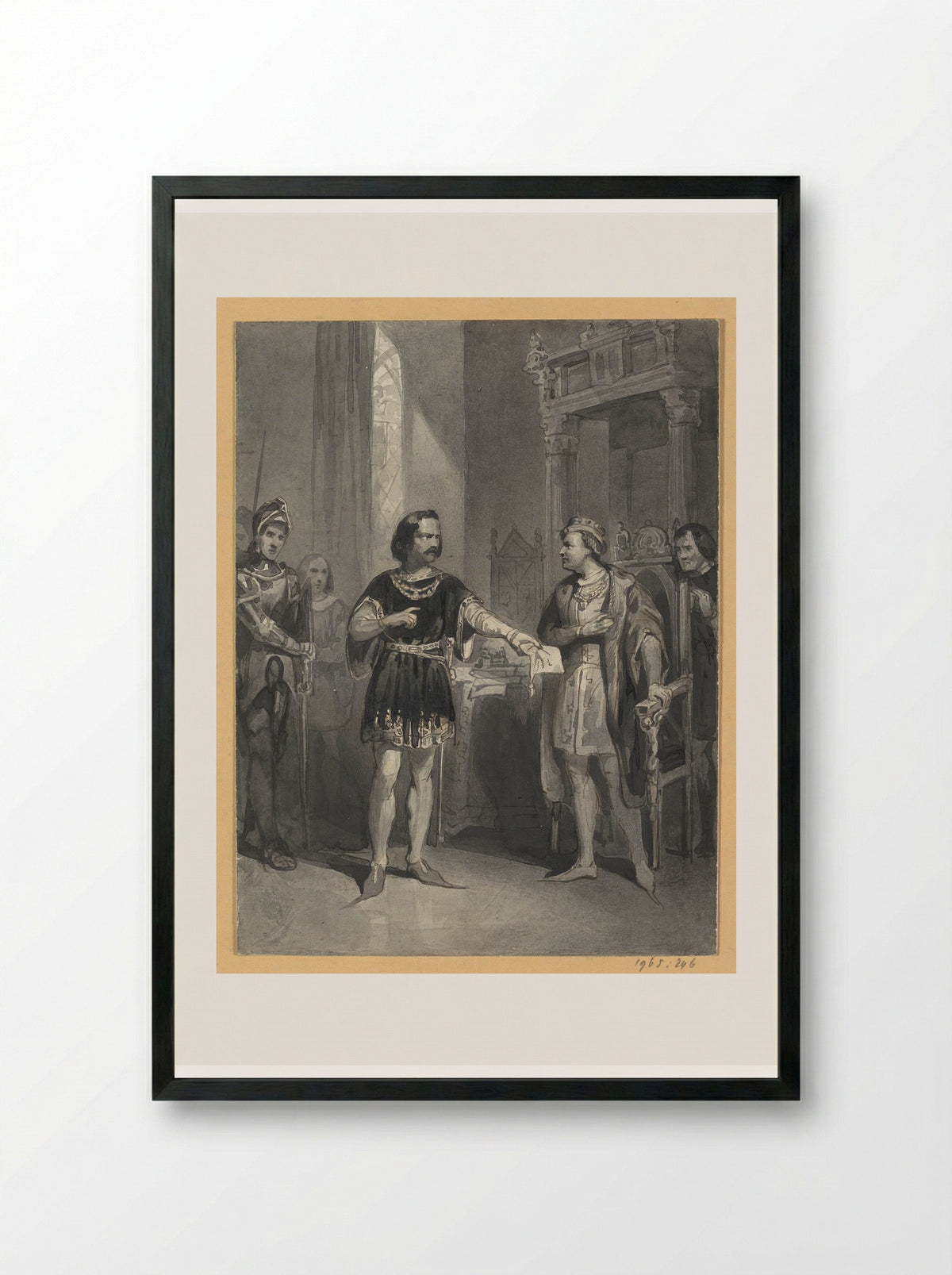 Karel de Stoute en Lodewijk XI te Péronne - Johann Wilhelm Kaiser (I) - Framed Print Black