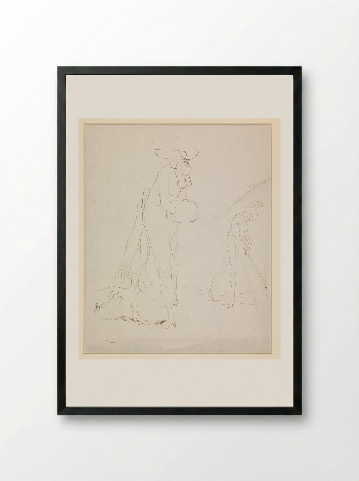 Karikatuur van een geestelijke - Clément Benoit - Framed Print Black