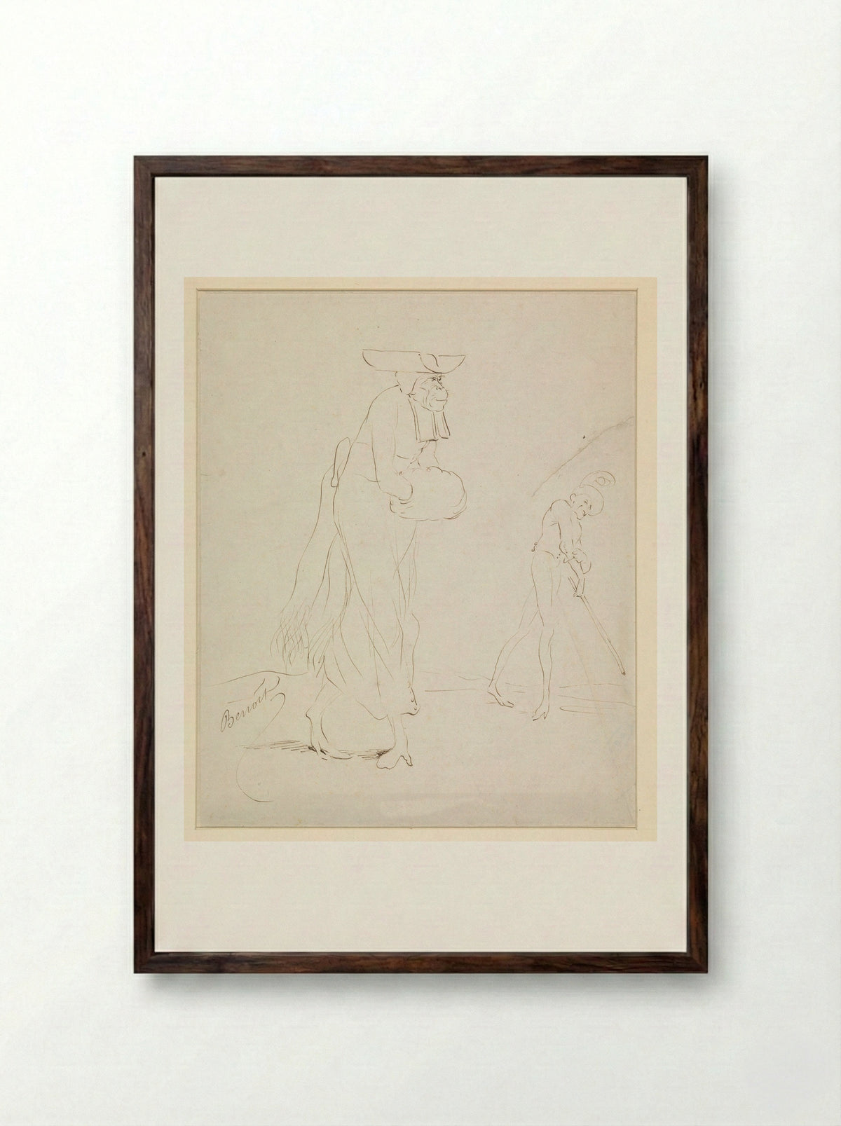 Karikatuur van een geestelijke - Clément Benoit - Framed Print Dark Wood