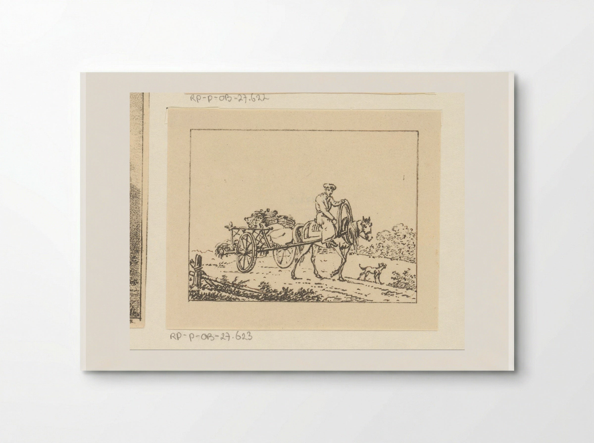 Kartrekkend paard met ruiter - Pieter Bartholomeusz. Barbiers - Poster