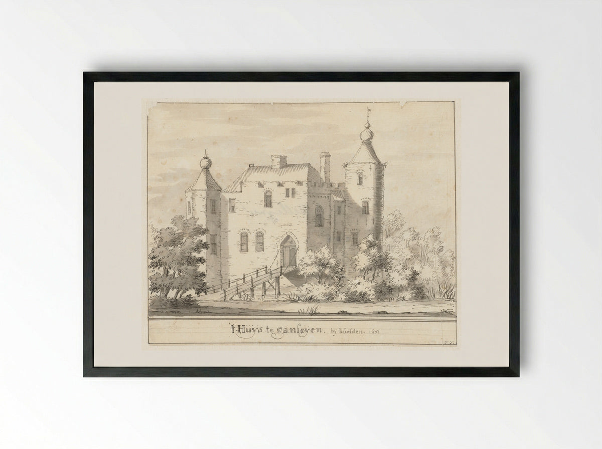 Kasteel Gansoyen bij Heusden - Jacobus Stellingwerff - Framed Print Black