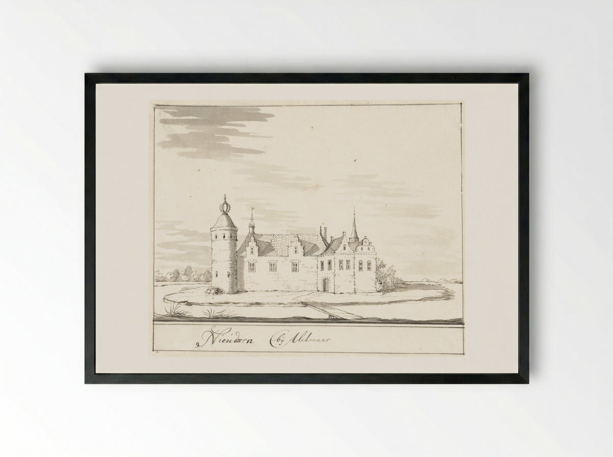 Kasteel Nieudoorn bij Alkmaar - Jacobus Stellingwerff - Framed Print Black