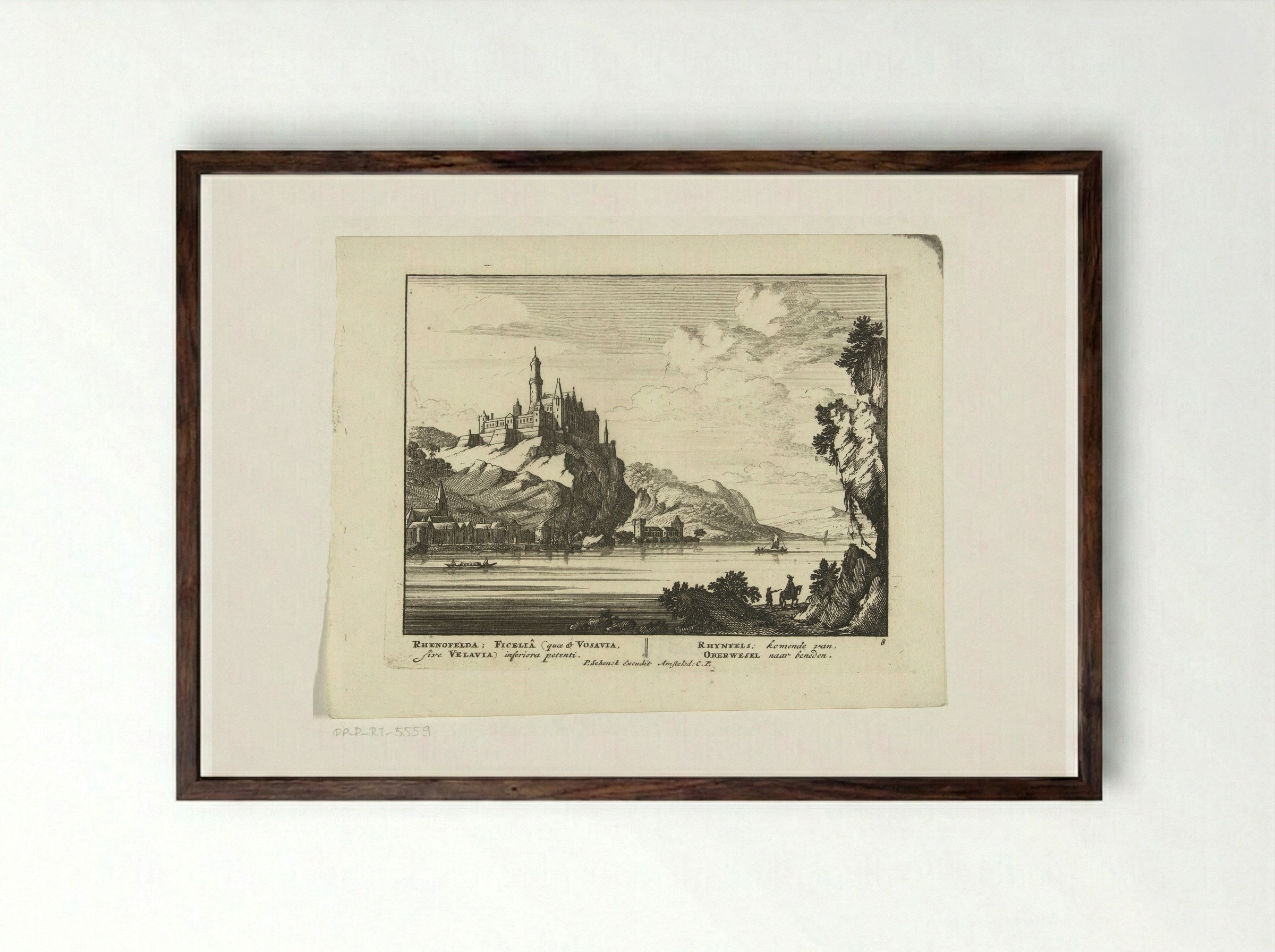 Kasteel Rheinfels aan de Rijn - Jan van Call (I) - Framed Print Dark Wood