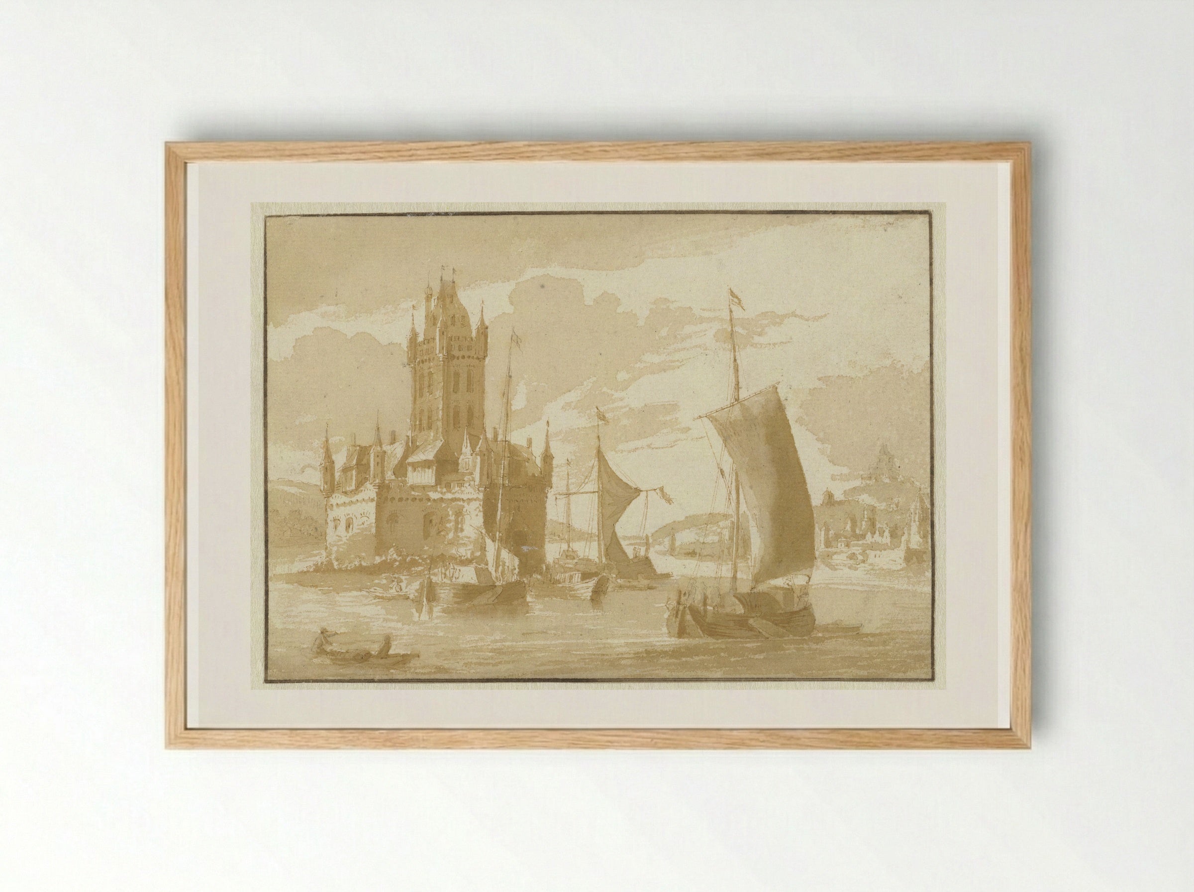 Kasteel Rheinpfalz bij Kaub - Abraham Rademaker - Framed Print Wood