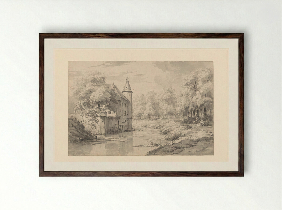 Kasteel Soelen - George Andries Roth - Framed Print Dark Wood
