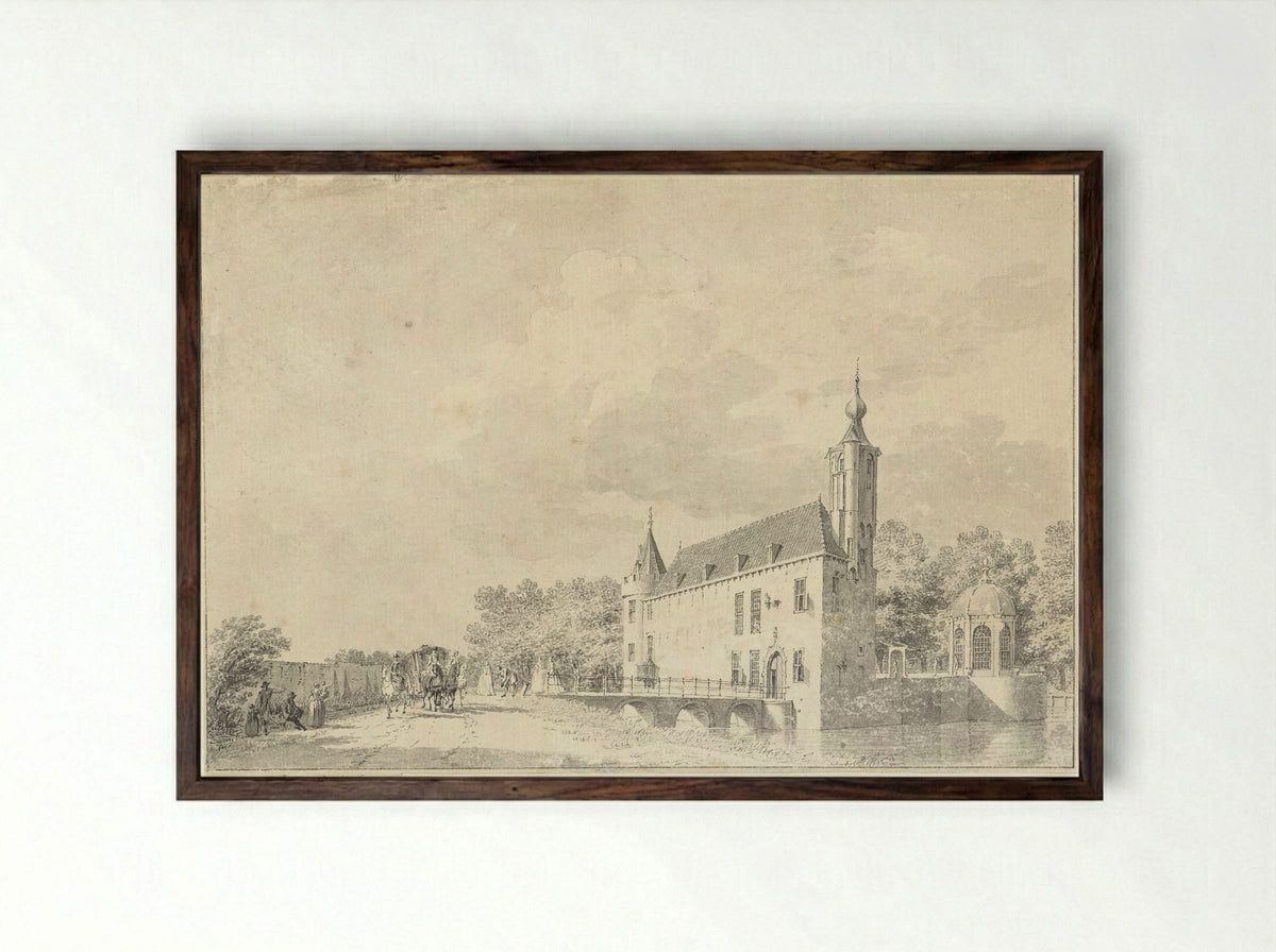 Kasteel St.-Aldegonde te West-Souburg - Cornelis Pronk - Framed Print Dark Wood