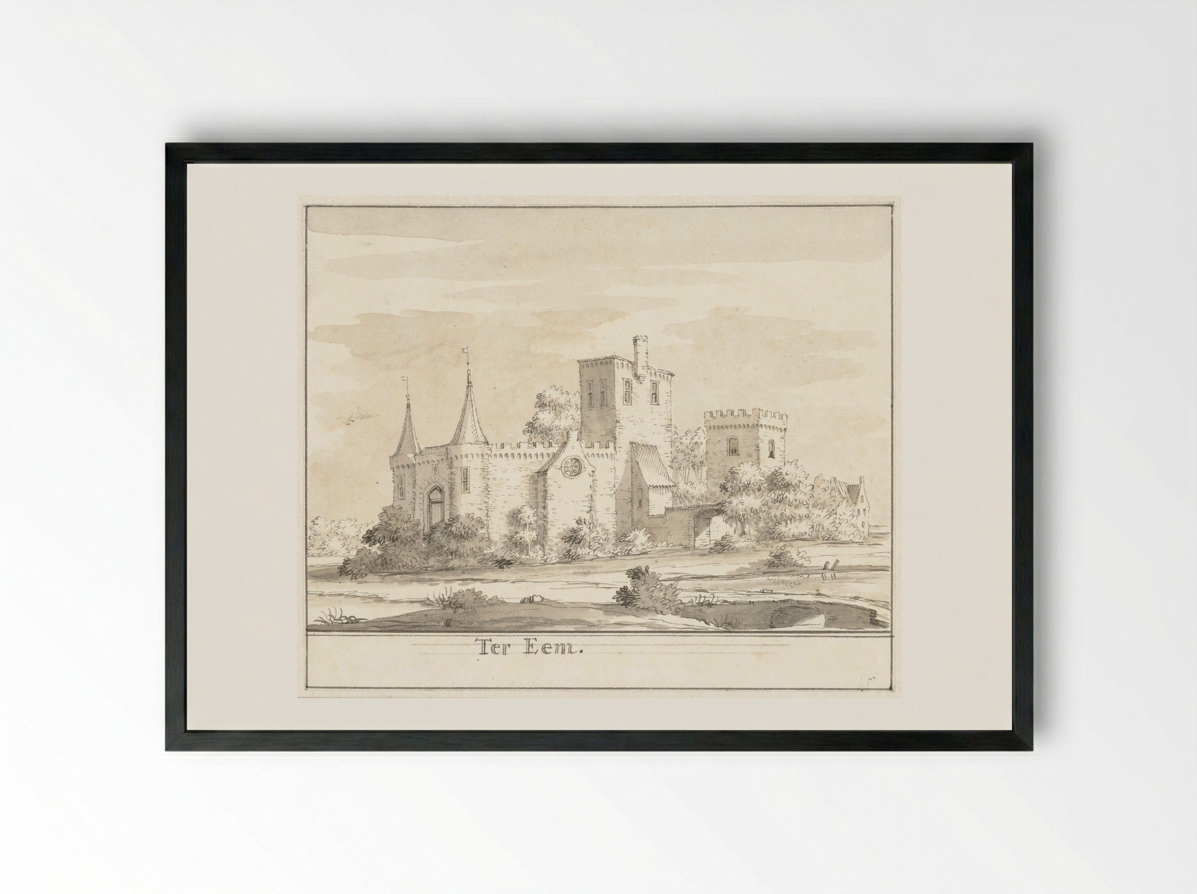 Kasteel Ter Eem - Jacobus Stellingwerff - Framed Print Black