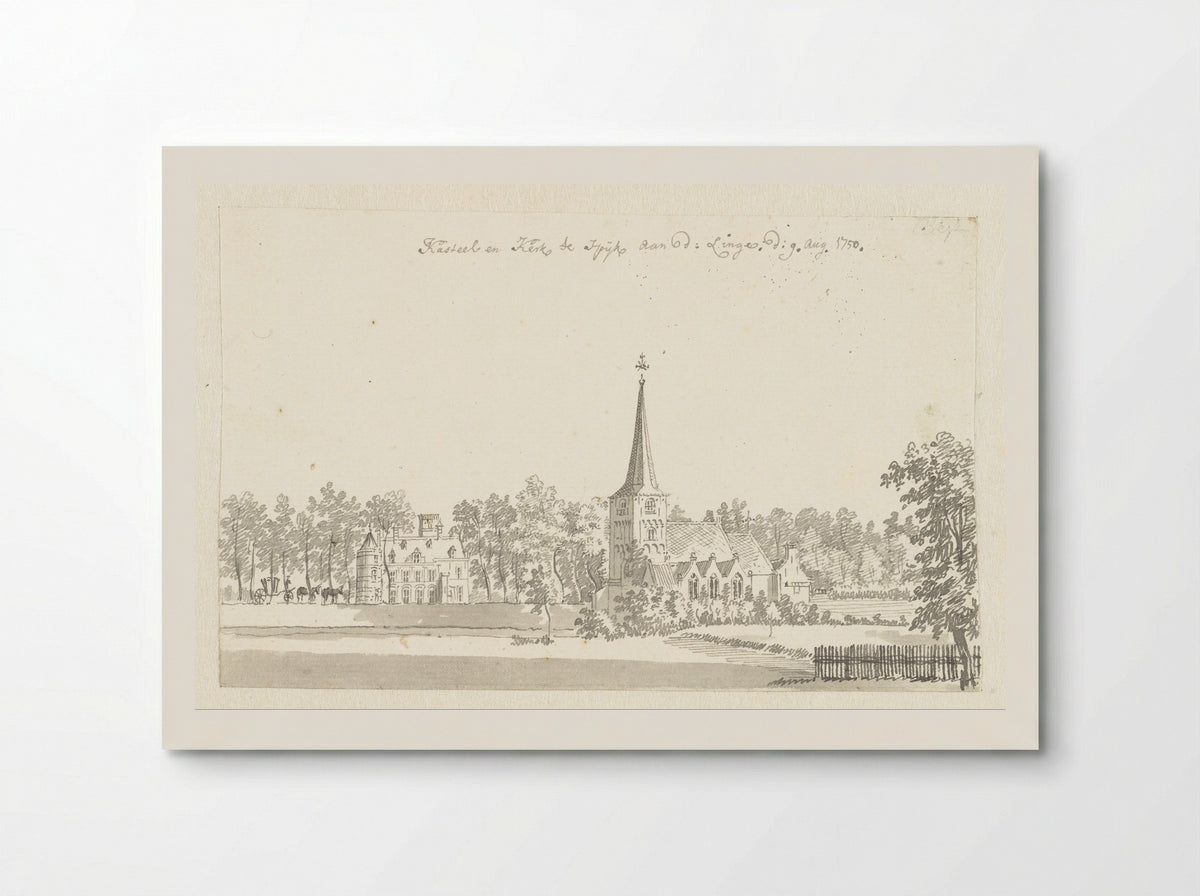 Kasteel en kerk te Spijk - Jan de Beijer - Poster