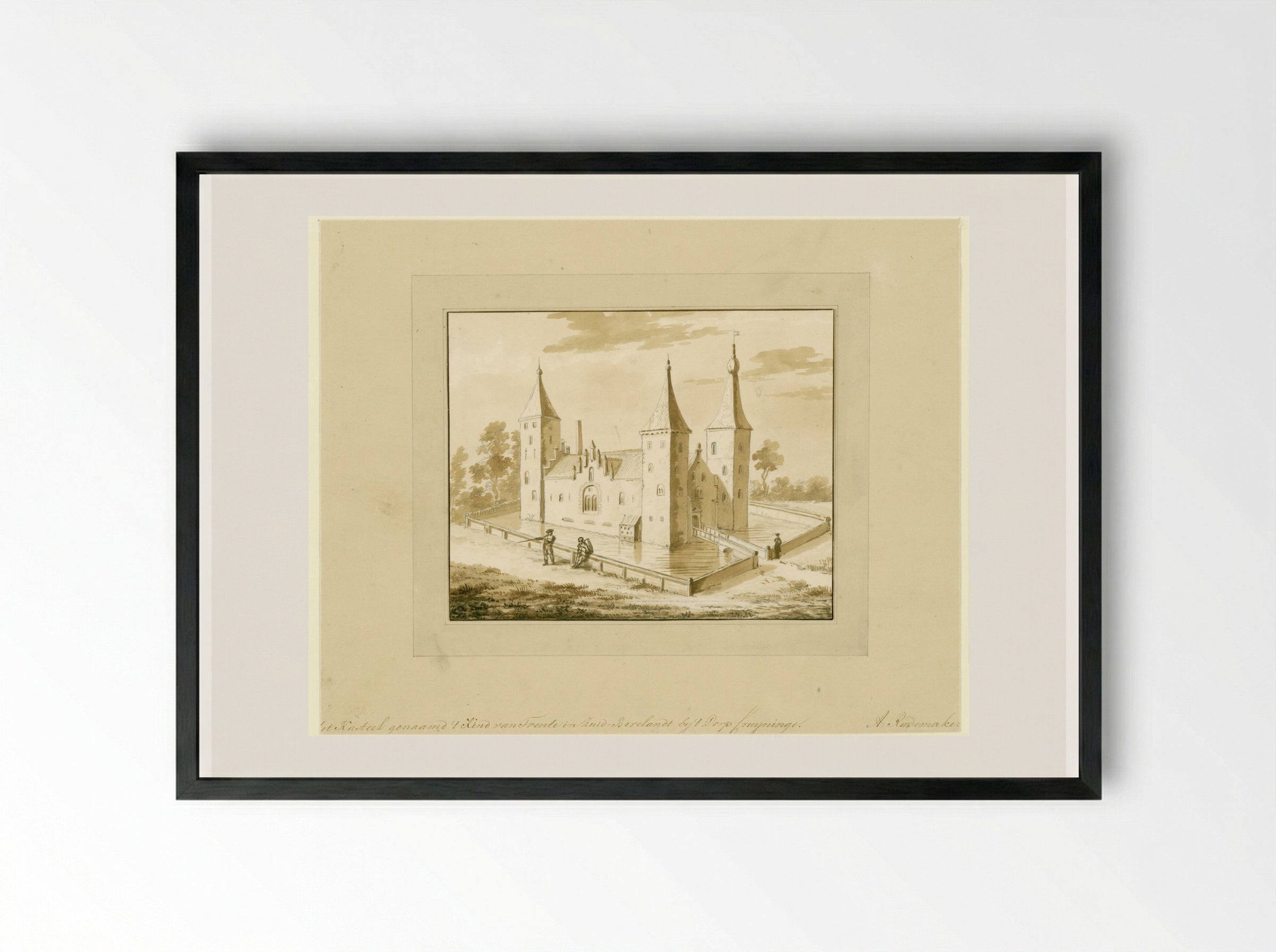 Kasteel 't Kind van Trente bij Kruiningen - Abraham Rademaker - Framed Print Black